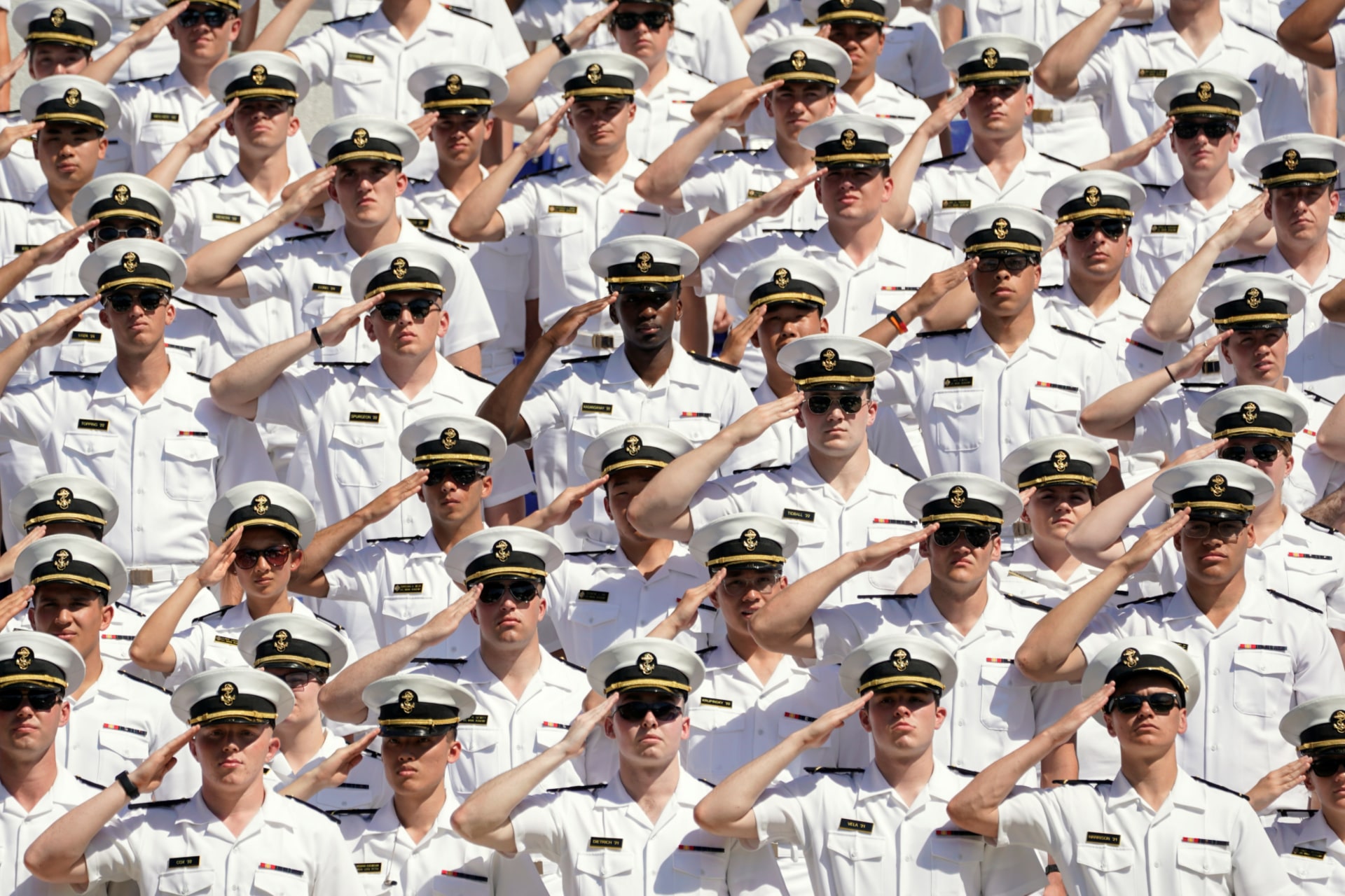 <p>Midshipmen at the U.S. Naval Academy’s Class of 2019 graduation and commissioning ceremony. Kevin Lamarque/REUTERS</p>
