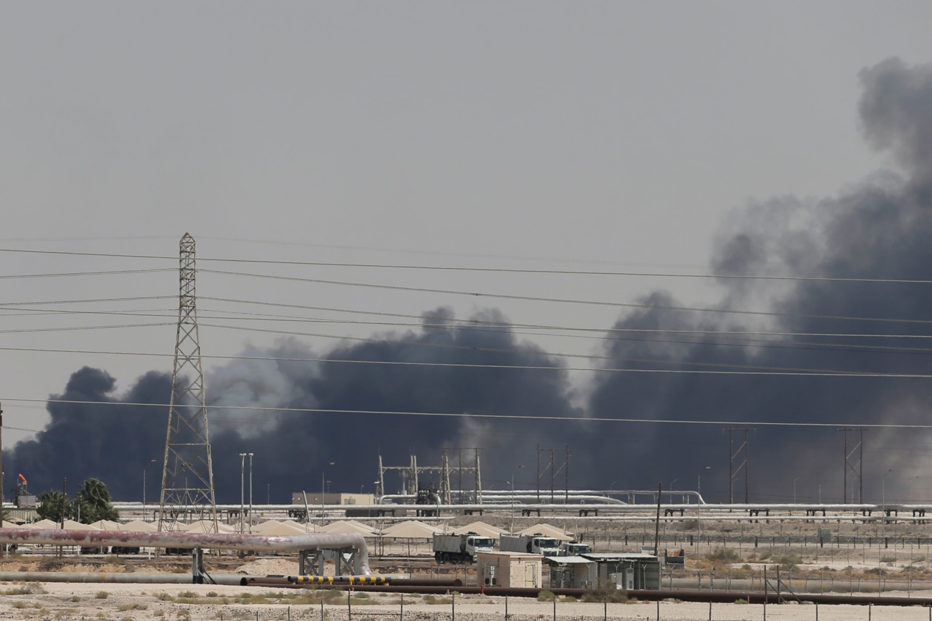 <p>Smoke is seen following a fire at Aramco facility in the eastern city of Abqaiq, Saudi Arabia, September 14, 2019.</p>