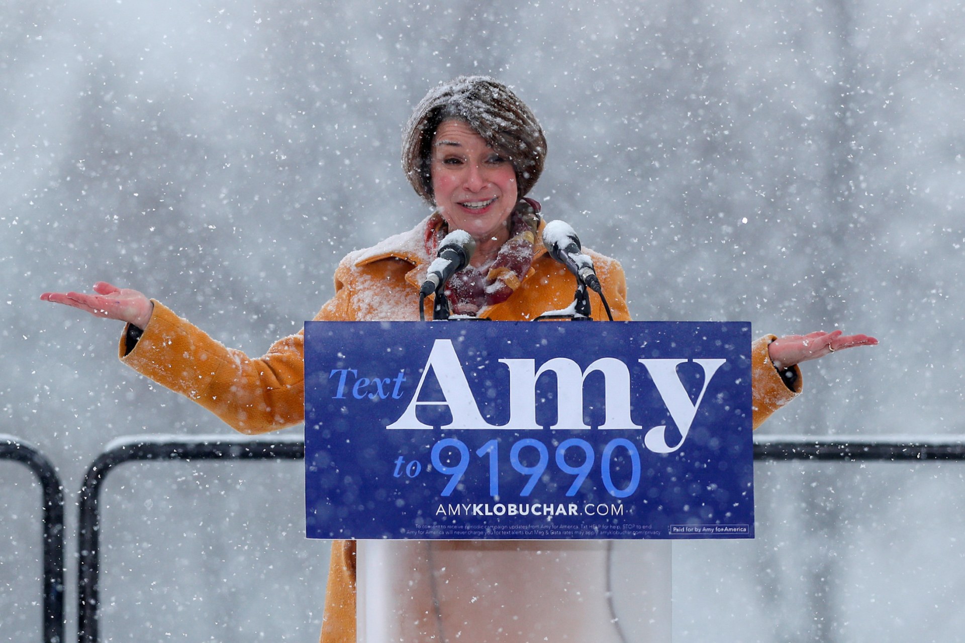 <p>Amy Klobuchar declares her candidacy for the 2020 Democratic presidential nomination in Minneapolis. Eric Miller/REUTERS</p>