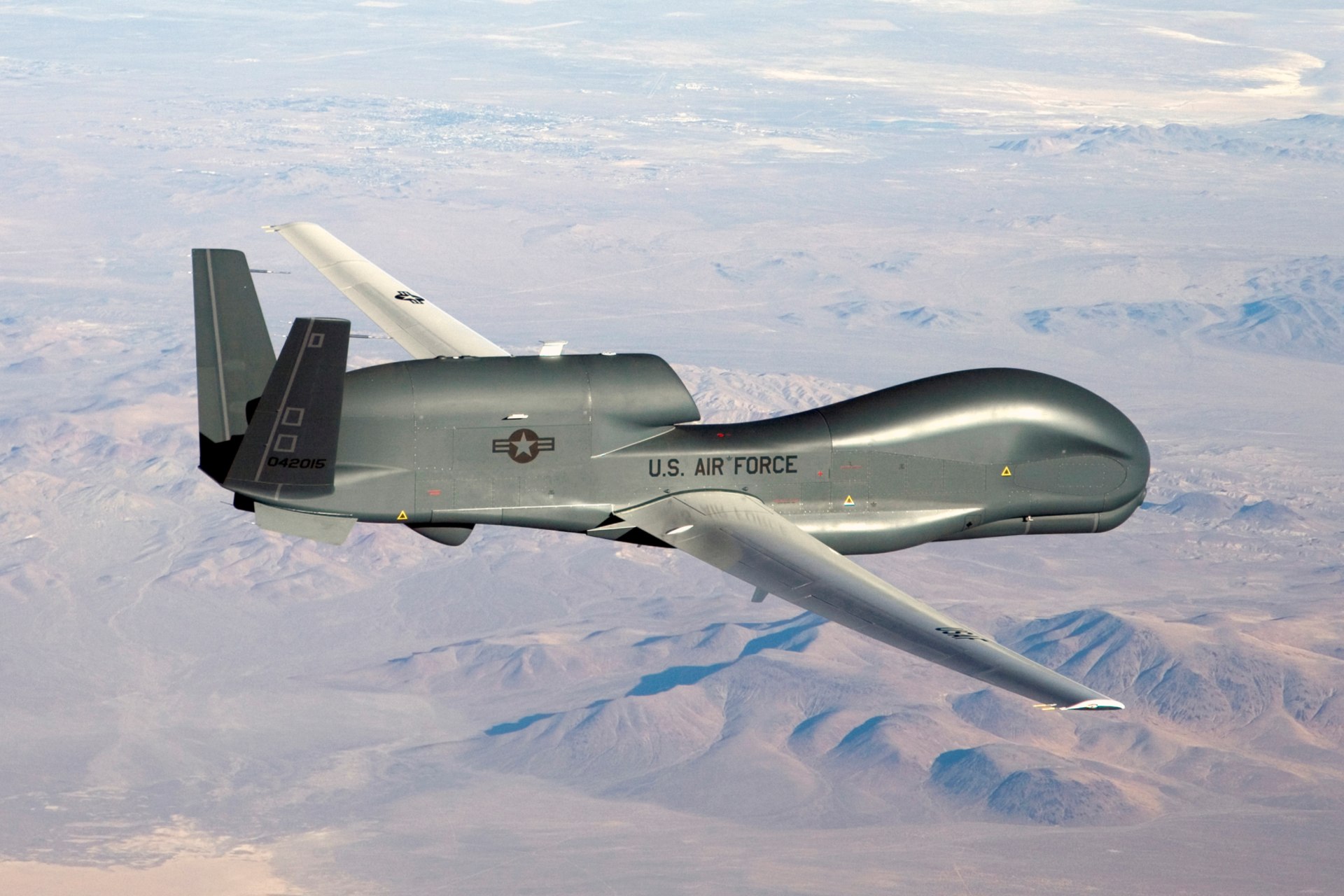 <p>An undated U.S. Air Force handout photo shows a RQ-4 Global Hawk unmanned aircraft in mid-air.</p>
