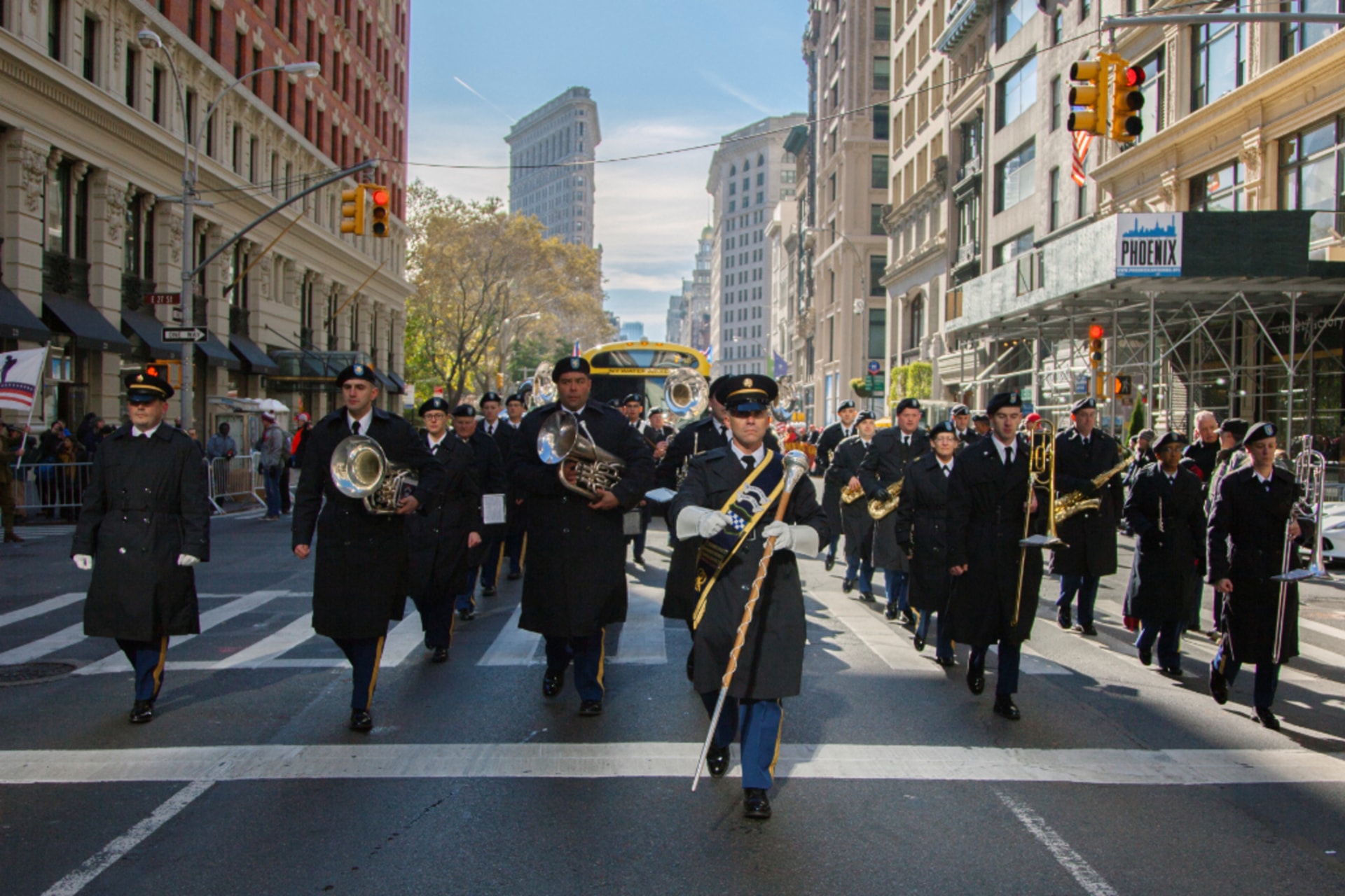 <p>U.S. Army Reserve 78th Army Band marches in the 2017 New York City Veterans Day Parade</p>

