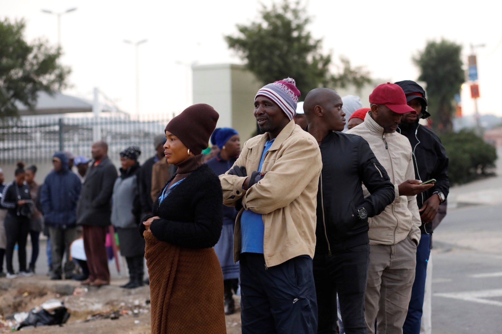 <p>Voters queue to cast their ballots in South Africa’sÊparliamentary and provincial elections, in Alexandra township, Johannesburg, South Africa, on May 8, 2019. </p>