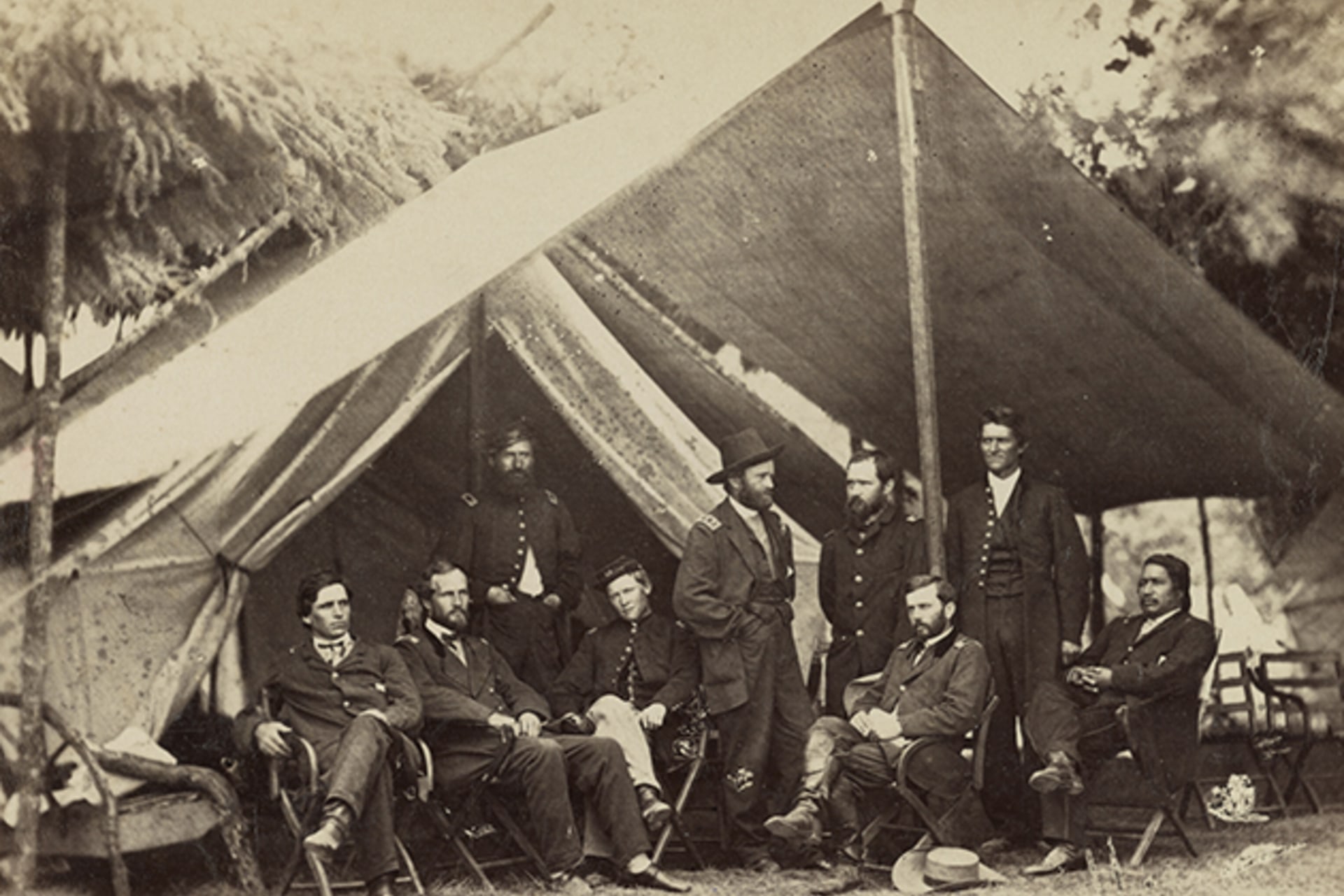 <p>Union General Ulysses S. Grant and his staff in the summer of 1864. </p>