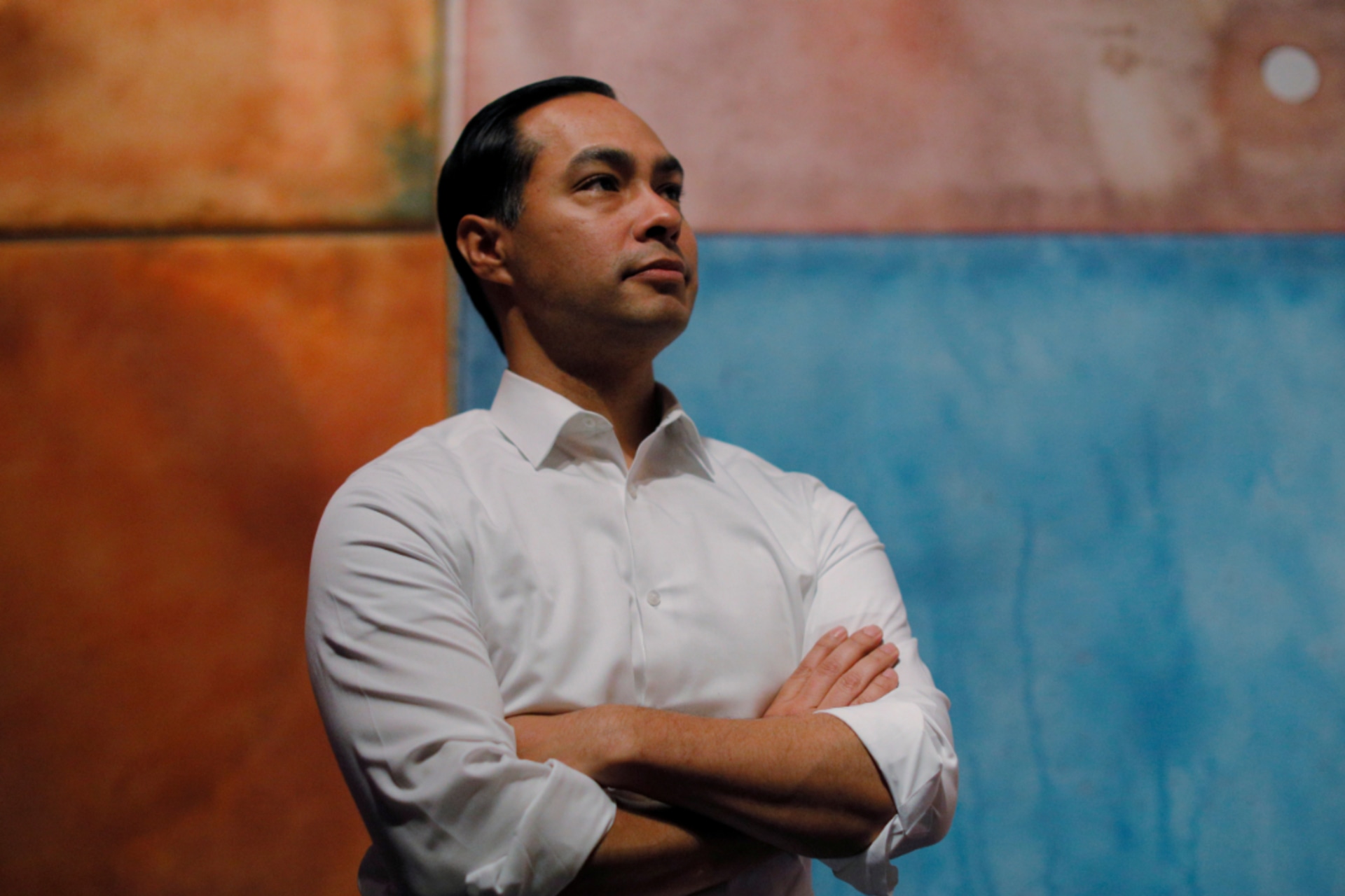 <p>Julián Castro listens at a gathering of Tri-City Young Democrats in Somersworth, New Hampshire, U.S., January 15, 2019. </p>