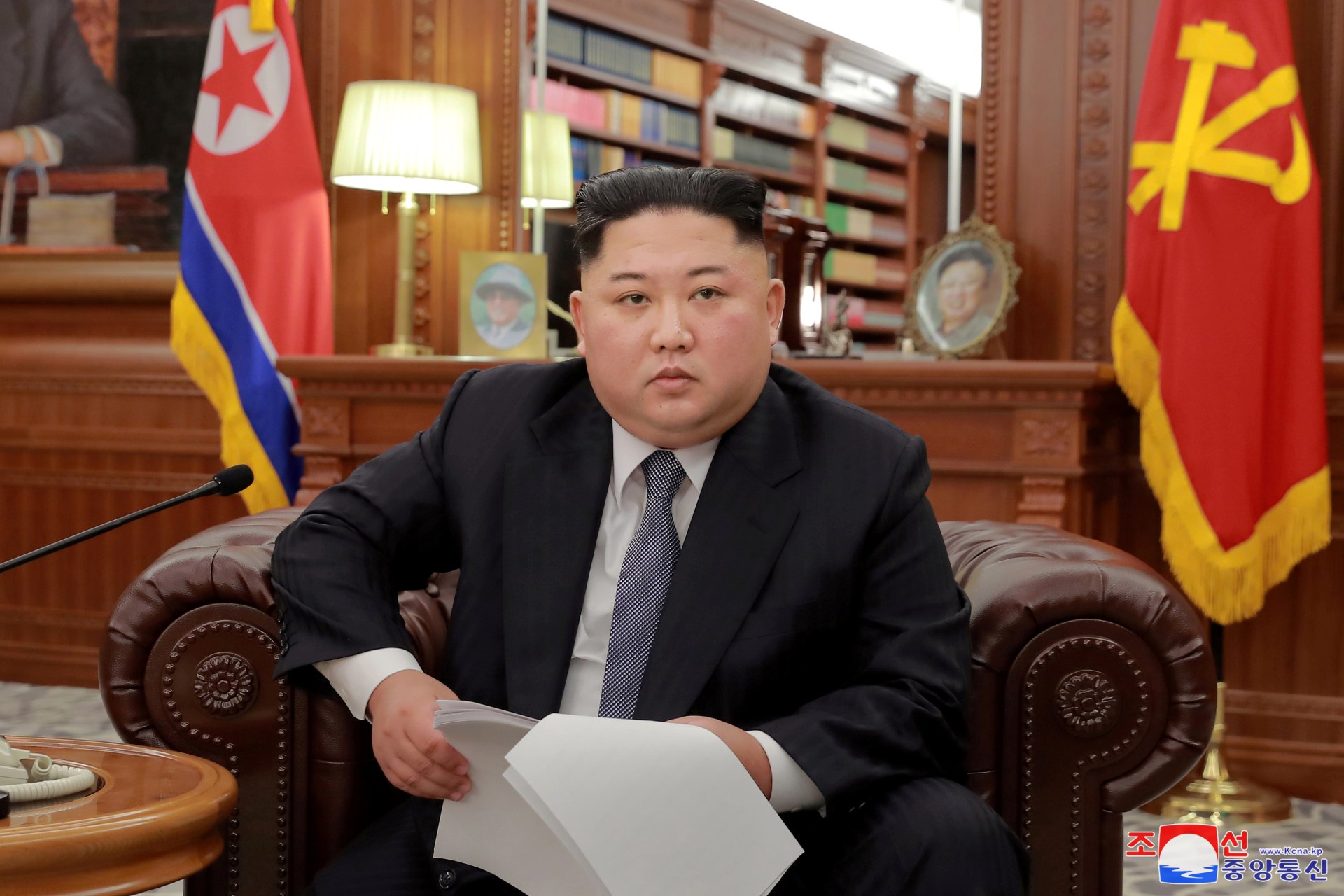 <p>North Korean leader Kim Jong-un poses for photos in Pyongyang on January 1, 2019.</p>
