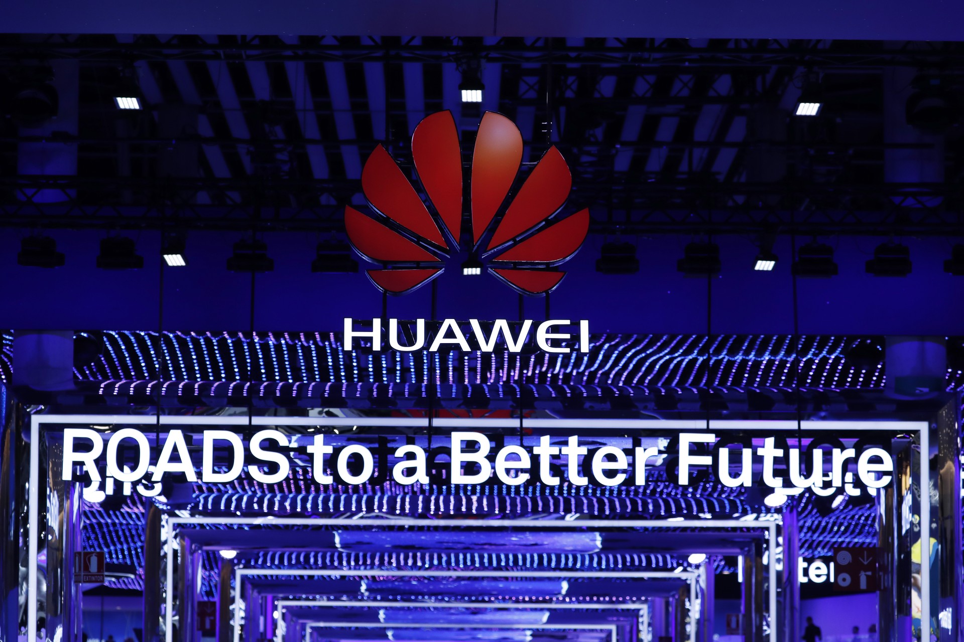 <p>The Huawei stand is seen during the Mobile World Congress in Barcelona.</p>