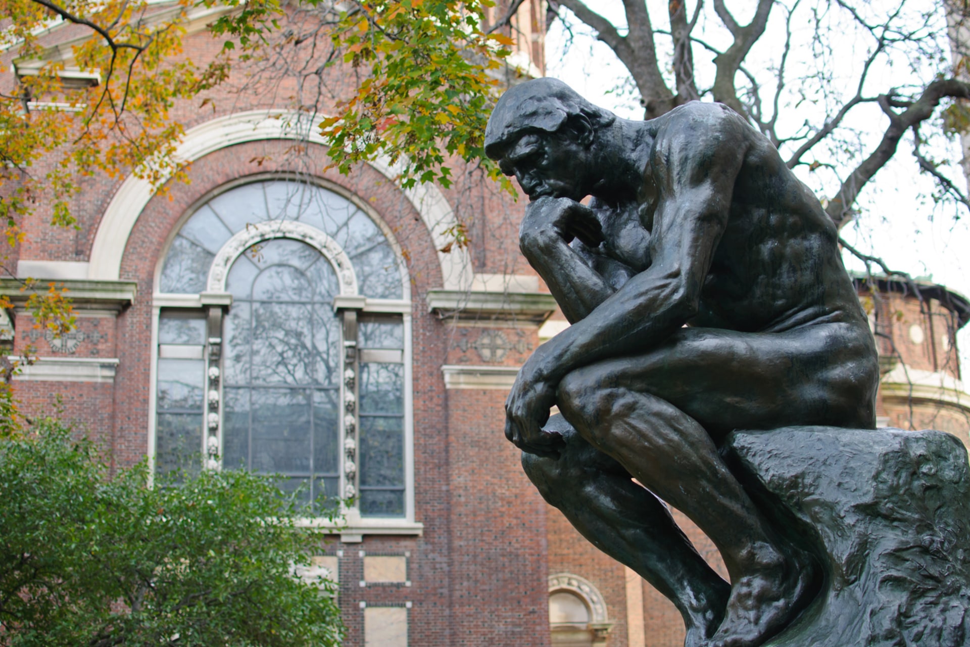 <p>Le penseur by Auguste Rodin at Columbia University. </p>
