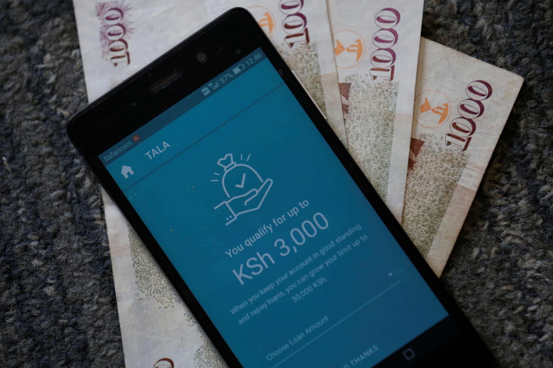 <p>Tala app, an online financial micro lending platform is seen on a mobile phone in this photo illustration taken May 23, 2018. </p>