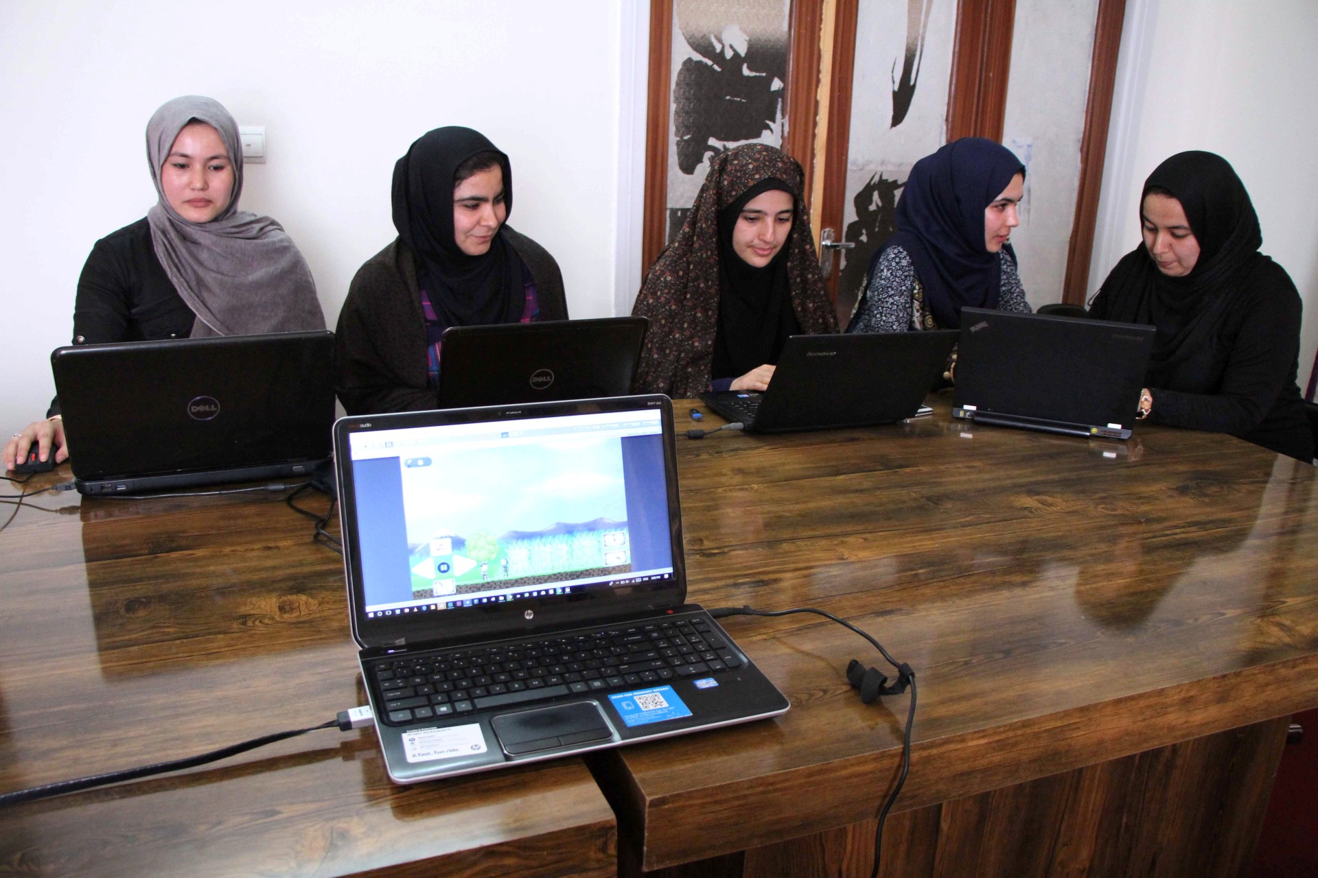 <p>Afghan coders practice at a computer training center in Herat, Afghanistan.</p>
