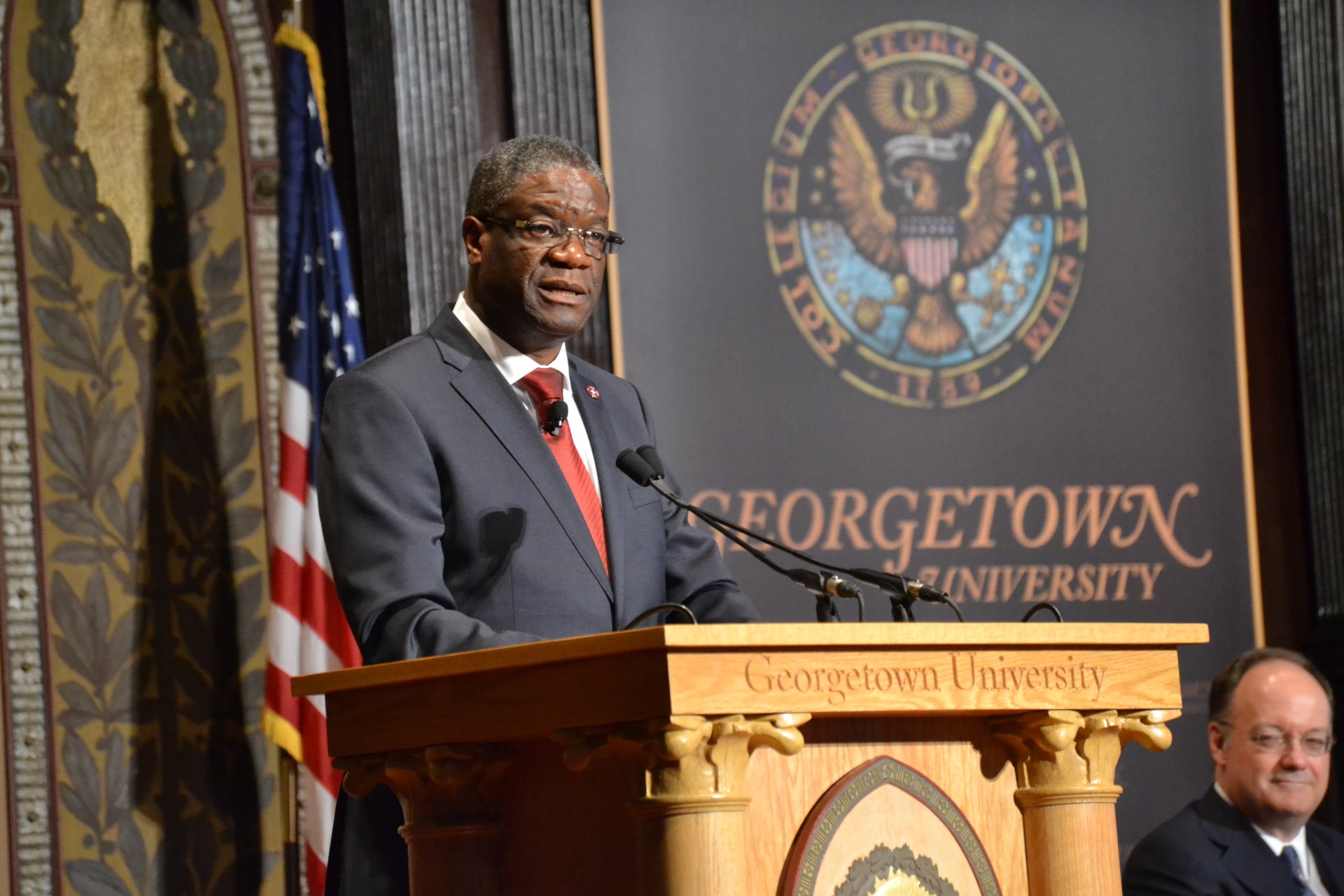 <p>Dr. Denis Mukwege receives the Hillary R. Clinton Award for Advancing Women in Peace and Security, February 2014. </p>
