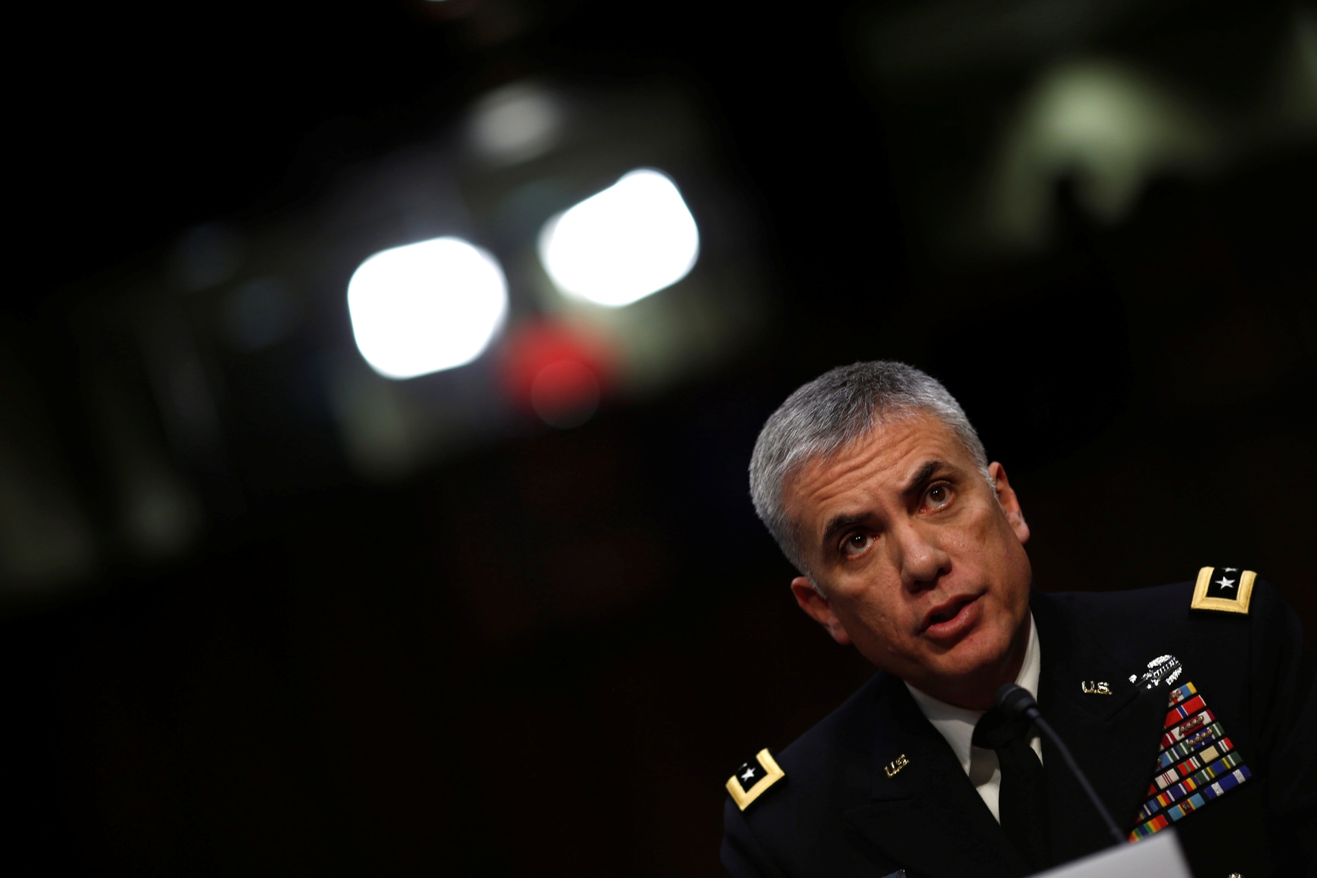 <p>General Paul Nakasone testifies before the Senate Intelligence Committee on Capitol Hill in Washington in March, 2018.</p>
