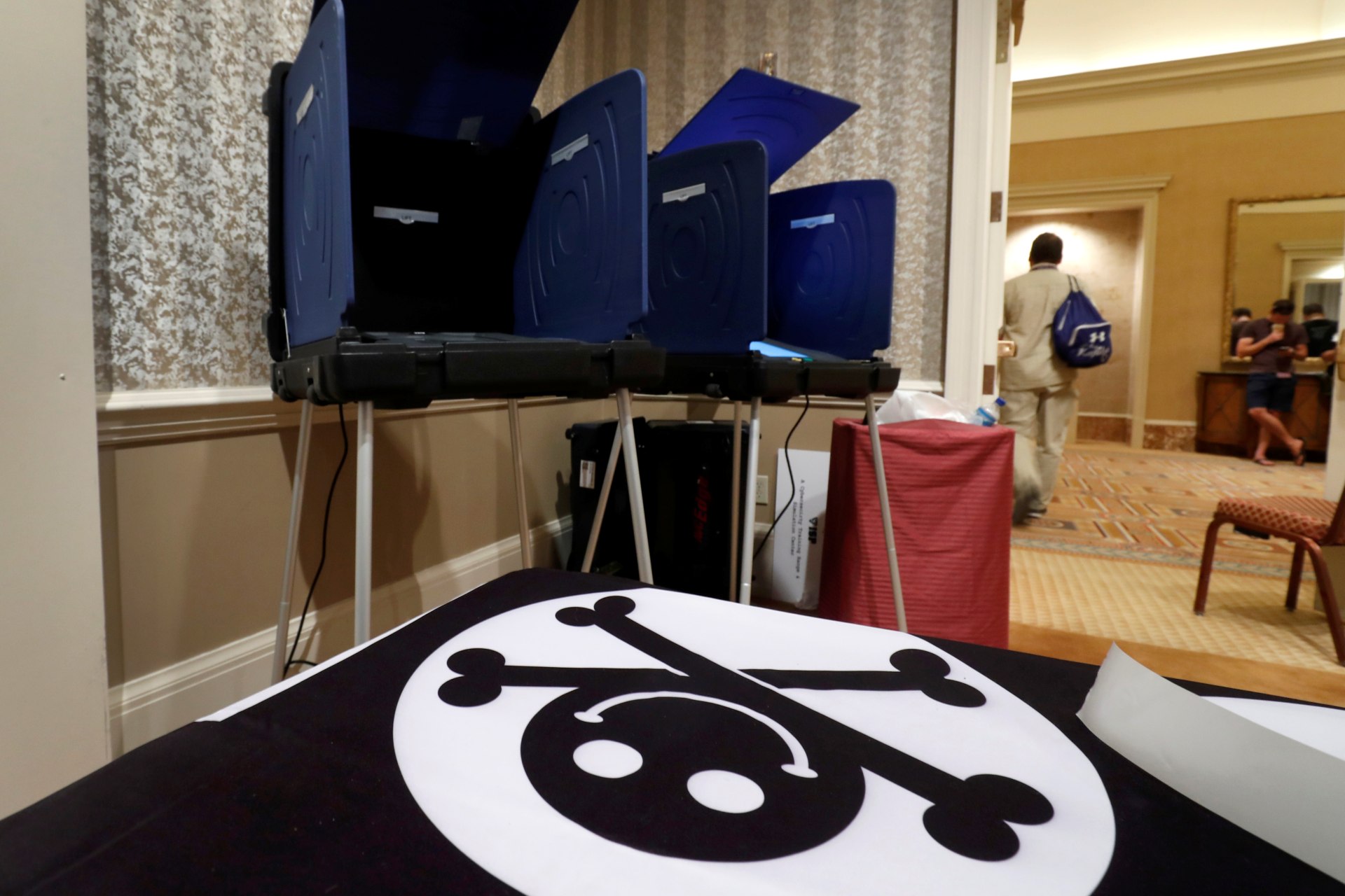 <p>Voting machines are displayed in a Voting Machine Hacking Village during the Def Con hacker convention in Las Vegas, Nevada, U.S. on July 29, 2017.</p>
