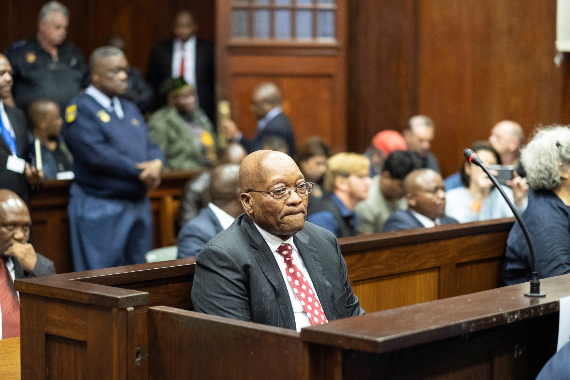 <p>Former South African president Jacob Zuma appears in court in Durban, South Africa, June 8, 2018.</p>