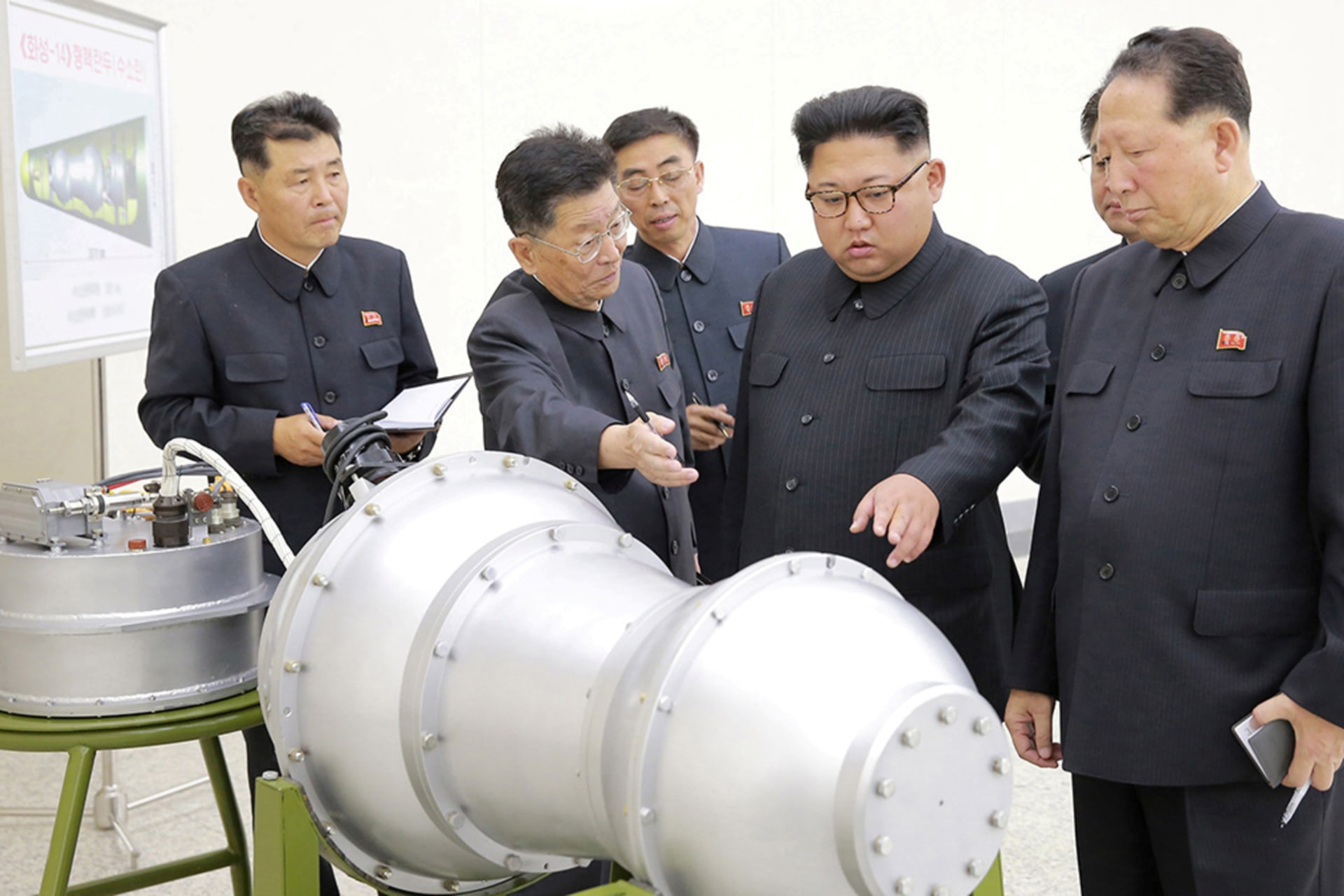 <p>North Korean leader Kim Jong-un observes progress at a nuclear weapons facility.</p>