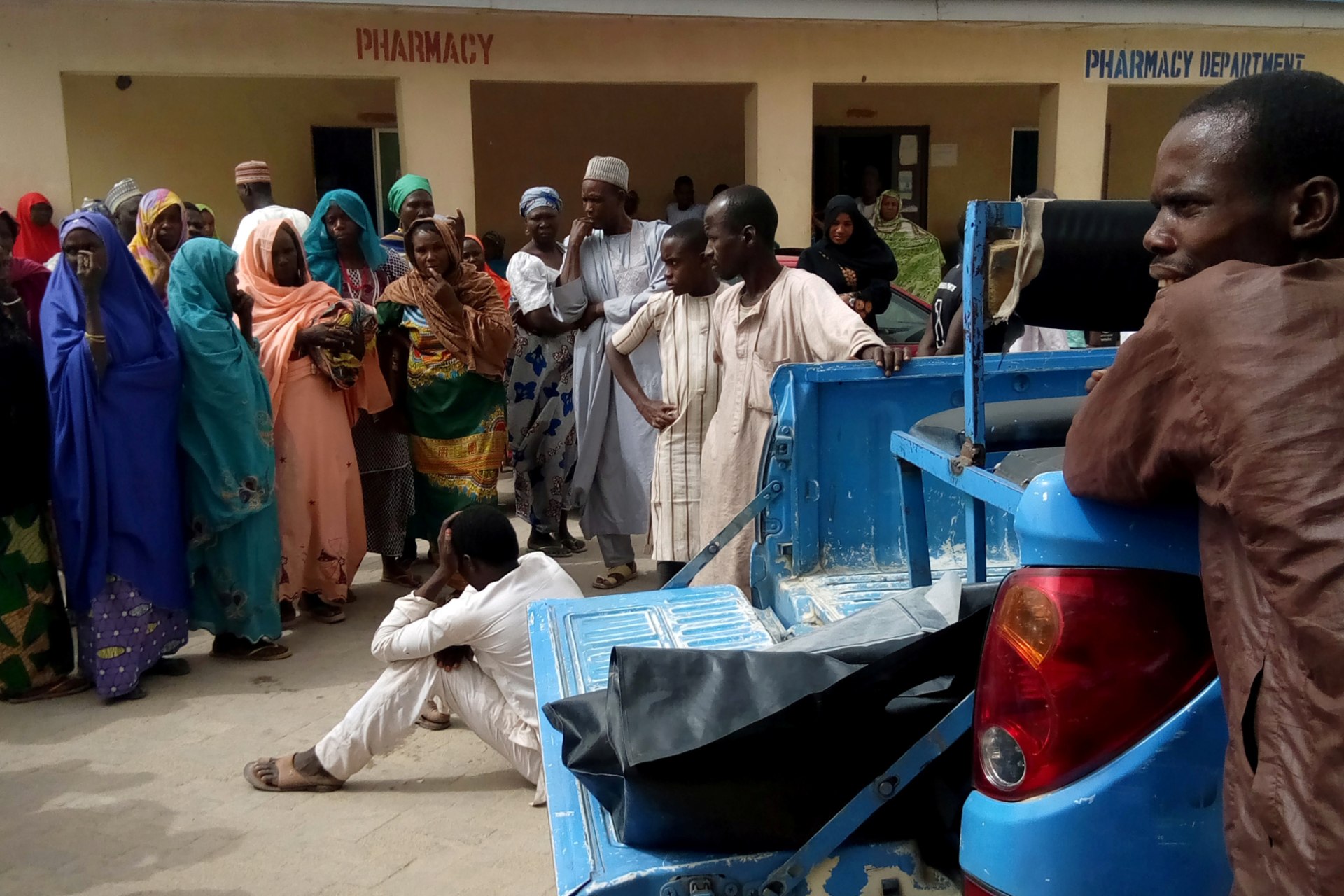 <p>A man reacts as dead bodies are brought to a hospital after a suspected Boko Haram attack on the edge of Maiduguri’s inner city, Nigeria April 2, 2018. Despite the split, attacks are still common in northeastern Nigeria.</p>