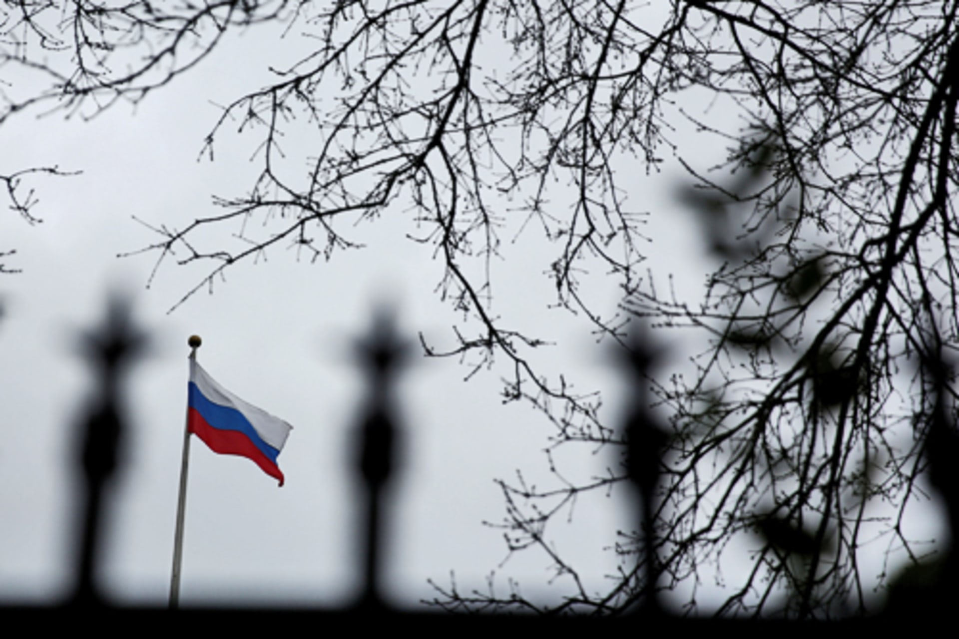 <p>A Russian flag flies atop the Consulate General of the Russian Federation in Seattle.</p>
