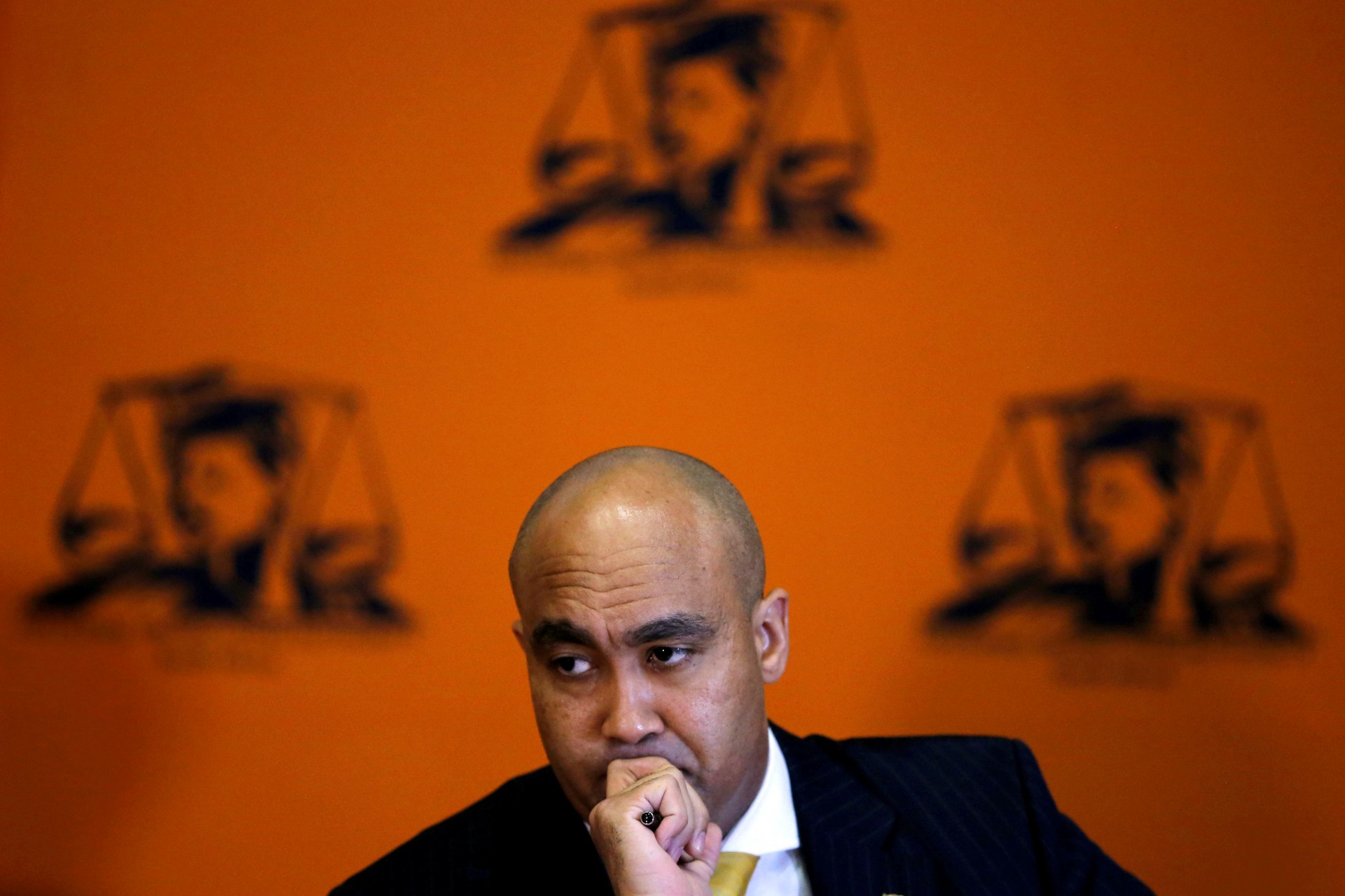 <p>Head of the National Prosecuting Authority, Shaun Abrahams gestures during a media briefing in Pretoria, South Africa, October 31,2016.</p>
