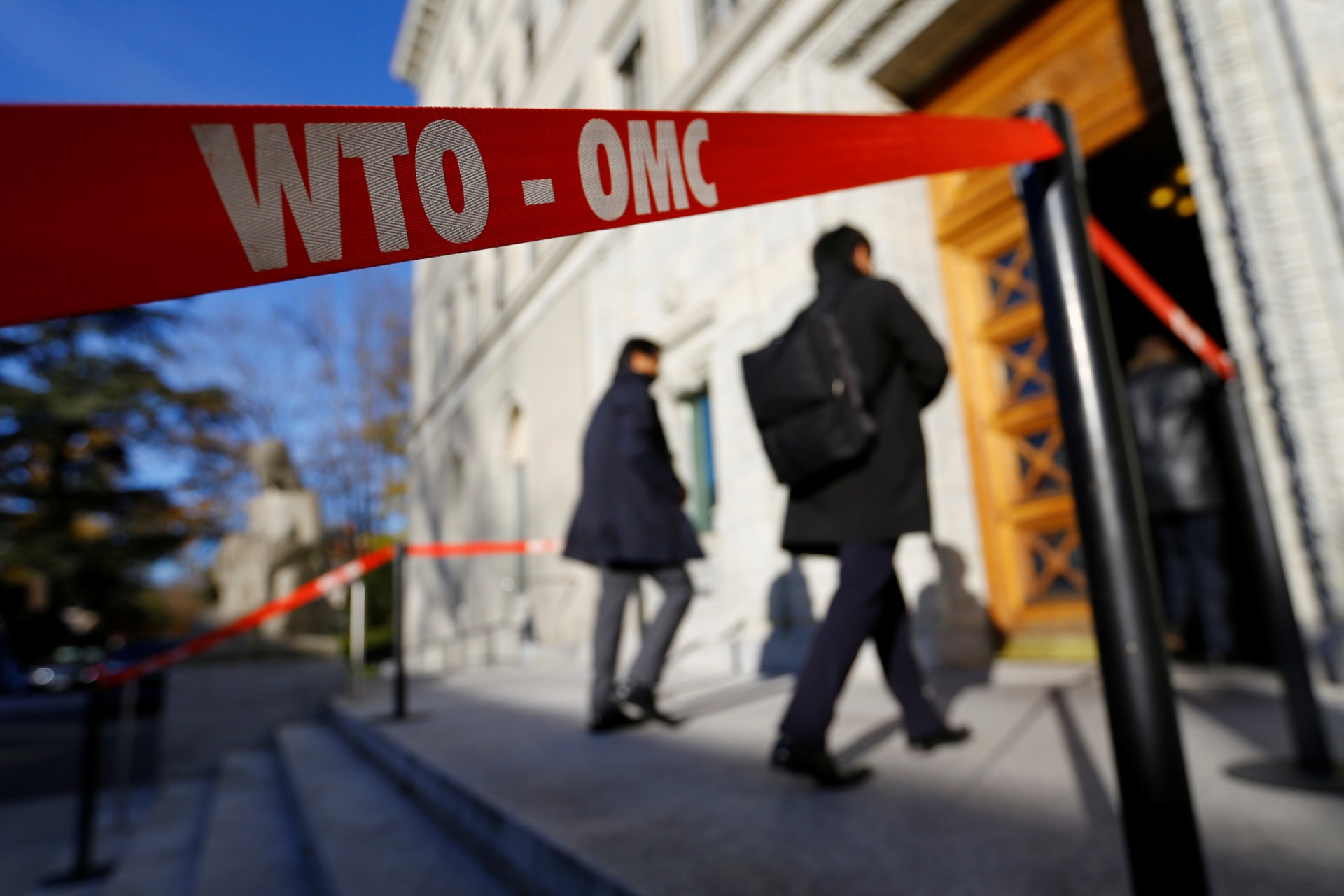 <p>Delegates arrive at the World Trade Organization (WTO) headquarters in Geneva, Switzerland</p>
