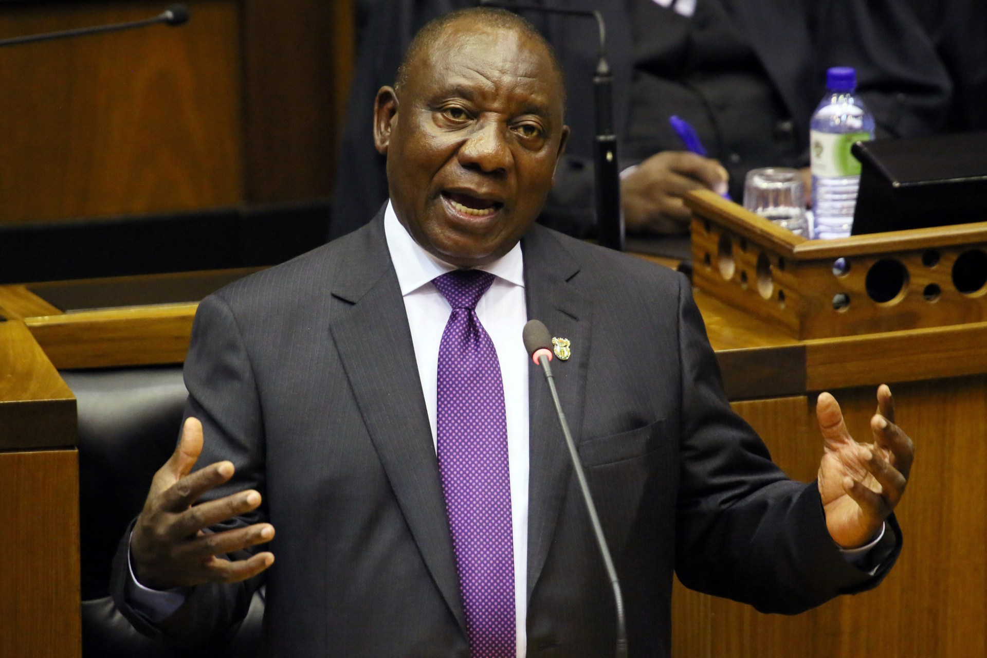 <p>President Cyril Ramaphosa delivers his State of the Nation address at Parliament in Cape Town, South Africa, February 16, 2018. </p>
