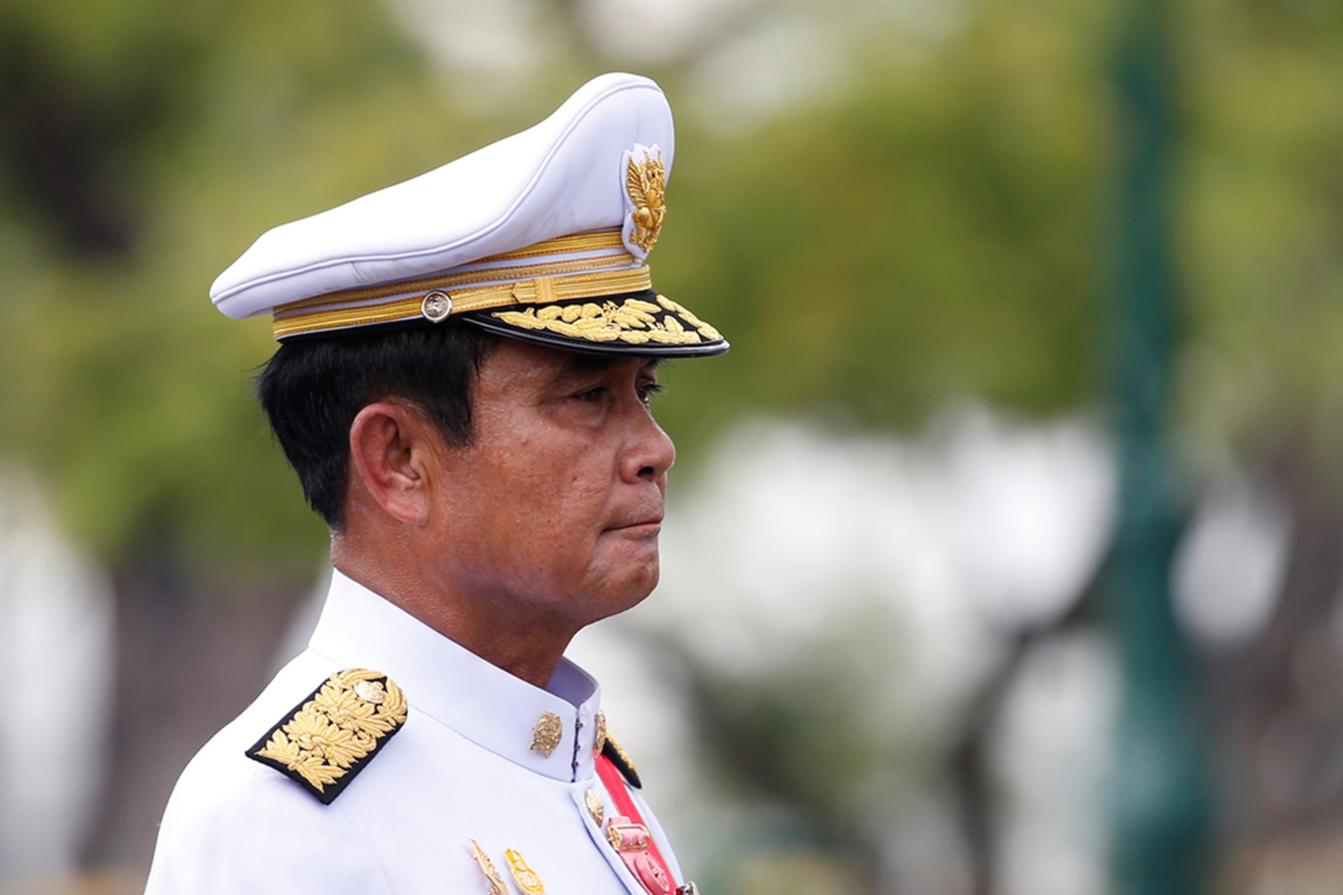 <p>Thailand’s Prime Minister Prayuth Chan-ocha marches in the royal cremation procession of late King Bhumibol Adulyadej at the Grand Palace in Bangkok, Thailand, on October 26, 2017.</p>