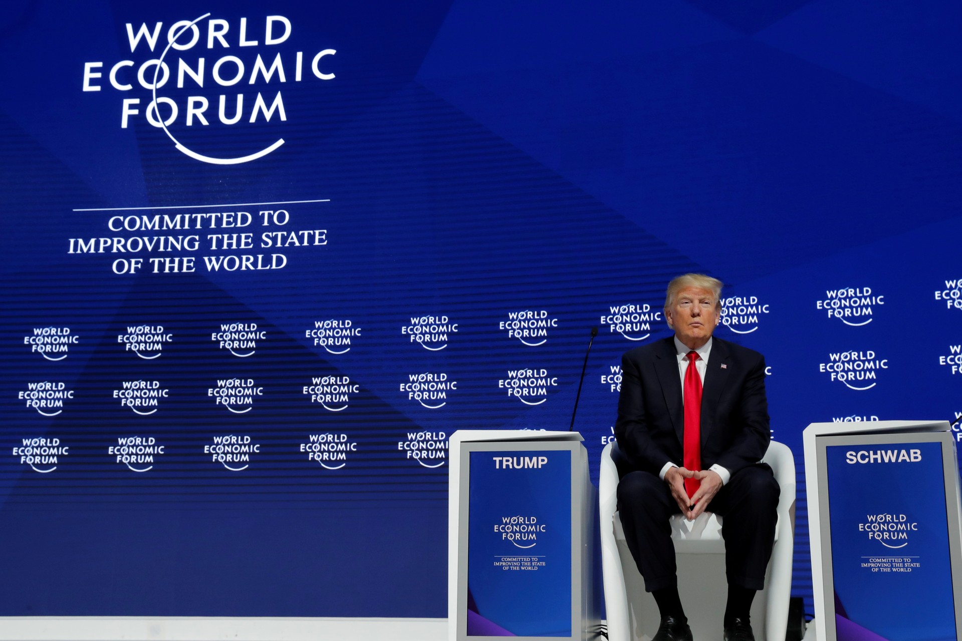 <p>U.S. President Donald J. Trump attends the World Economic Forum annual meeting in Davos, Switzerland on January 26, 2018. </p>
