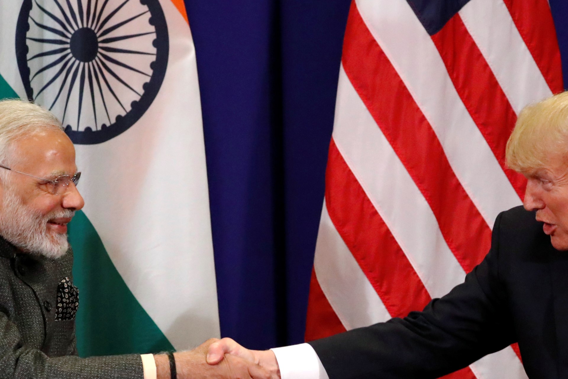 <p>U.S. President Donald J. Trump shakes hands as he holds a bilateral meeting with India’s Prime Minister Narendra Modi alongside the ASEAN Summit in Manila, Philippines, November 13, 2017.</p>
