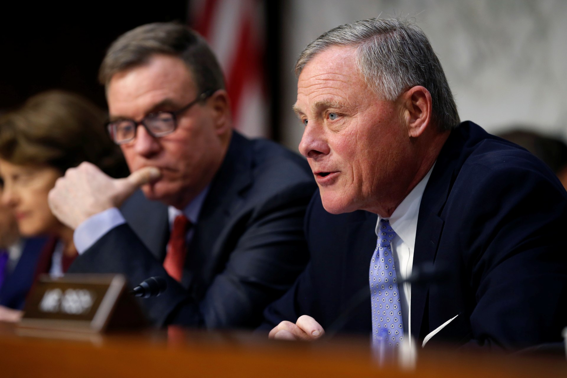 <p>Chairman of the Senate Intelligence Committee Richard Burr (R-NC) speaks during a Senate Intelligence Committee in November 2017.</p>
