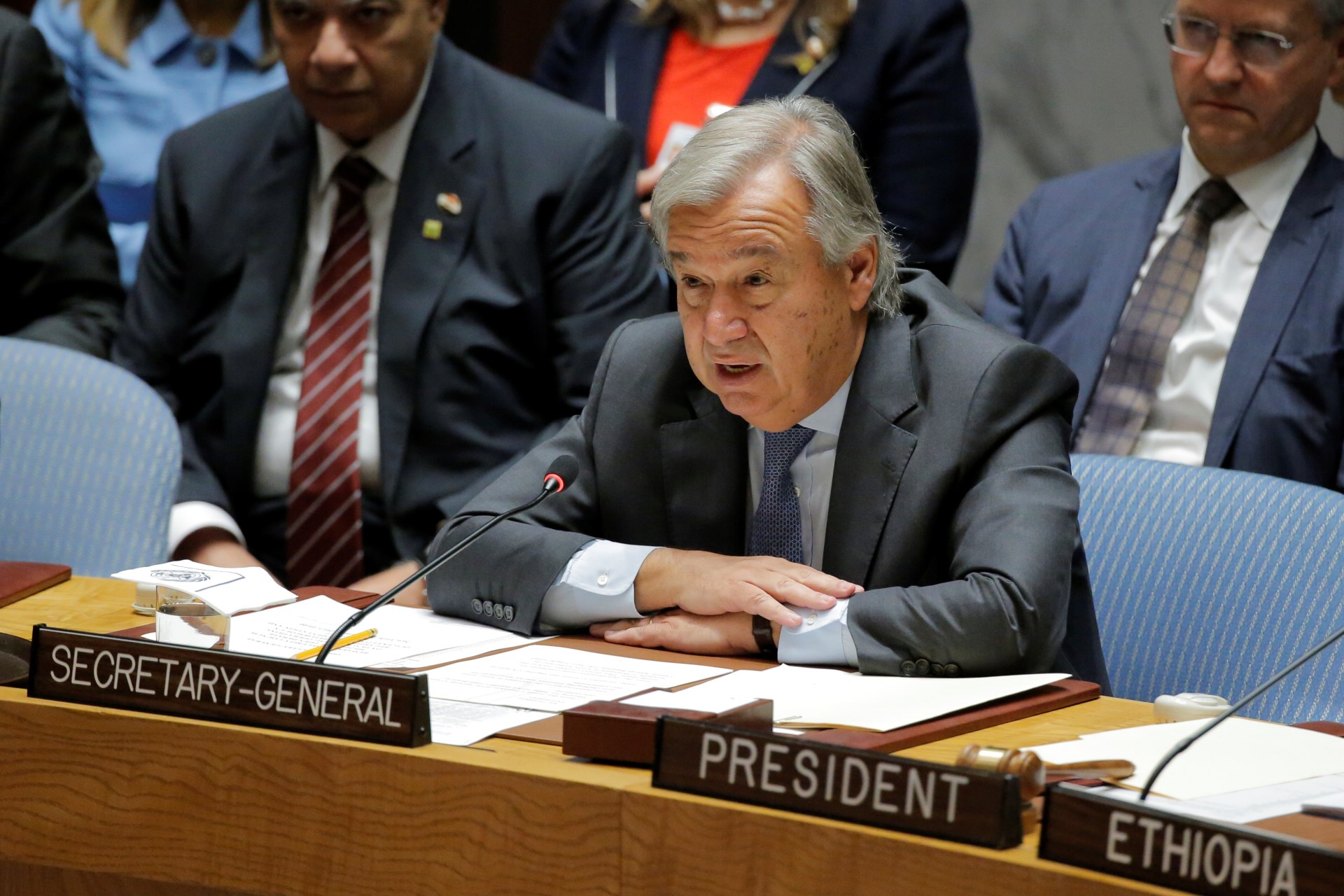 <p>UN Secretary-General Antonio Guterres speaks during a meeting of the Security Council to discuss peacekeeping operations at UN headquarters in New York on September 20, 2017. </p>