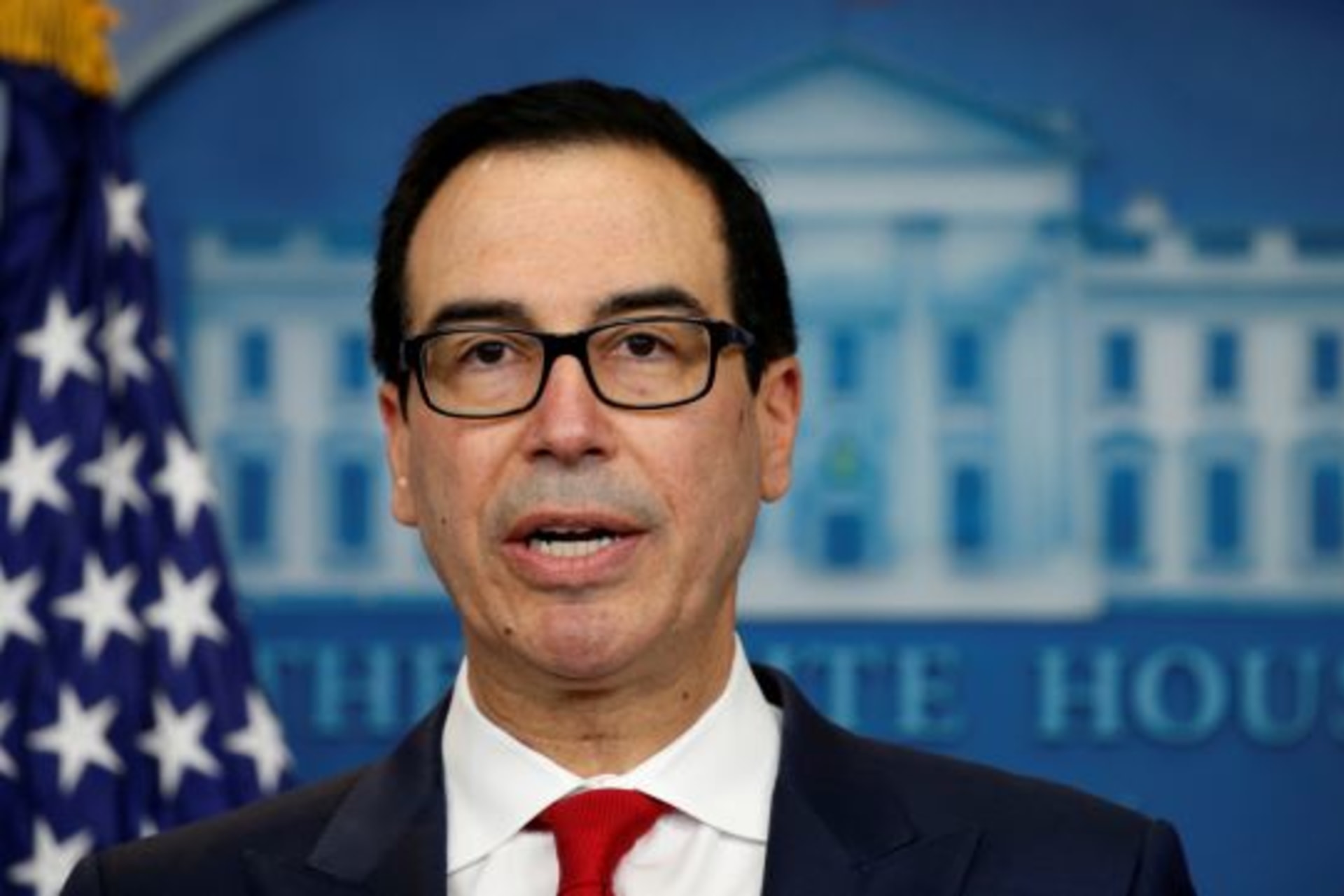 <p>U.S.Treasury Secretary Steve Mnuchin announces measures taken to maximize pressure on North Korea to abandon its weapons programs during a press briefing at the White House in Washington, U.S., June 29, 2017. </p>