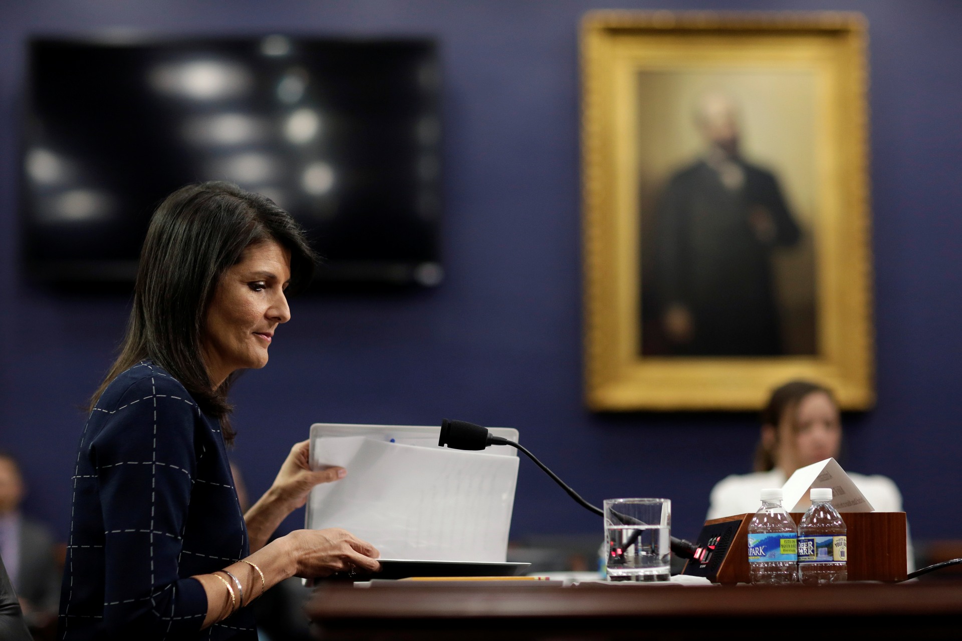 <p>U.S. Ambassador to the United Nations Nikki Haley finishes her opening statement to the House Appropriations State, Foreign Operations and Related Programs Subcommittee on the budget for the United Nations on June 27, 2017.</p>
