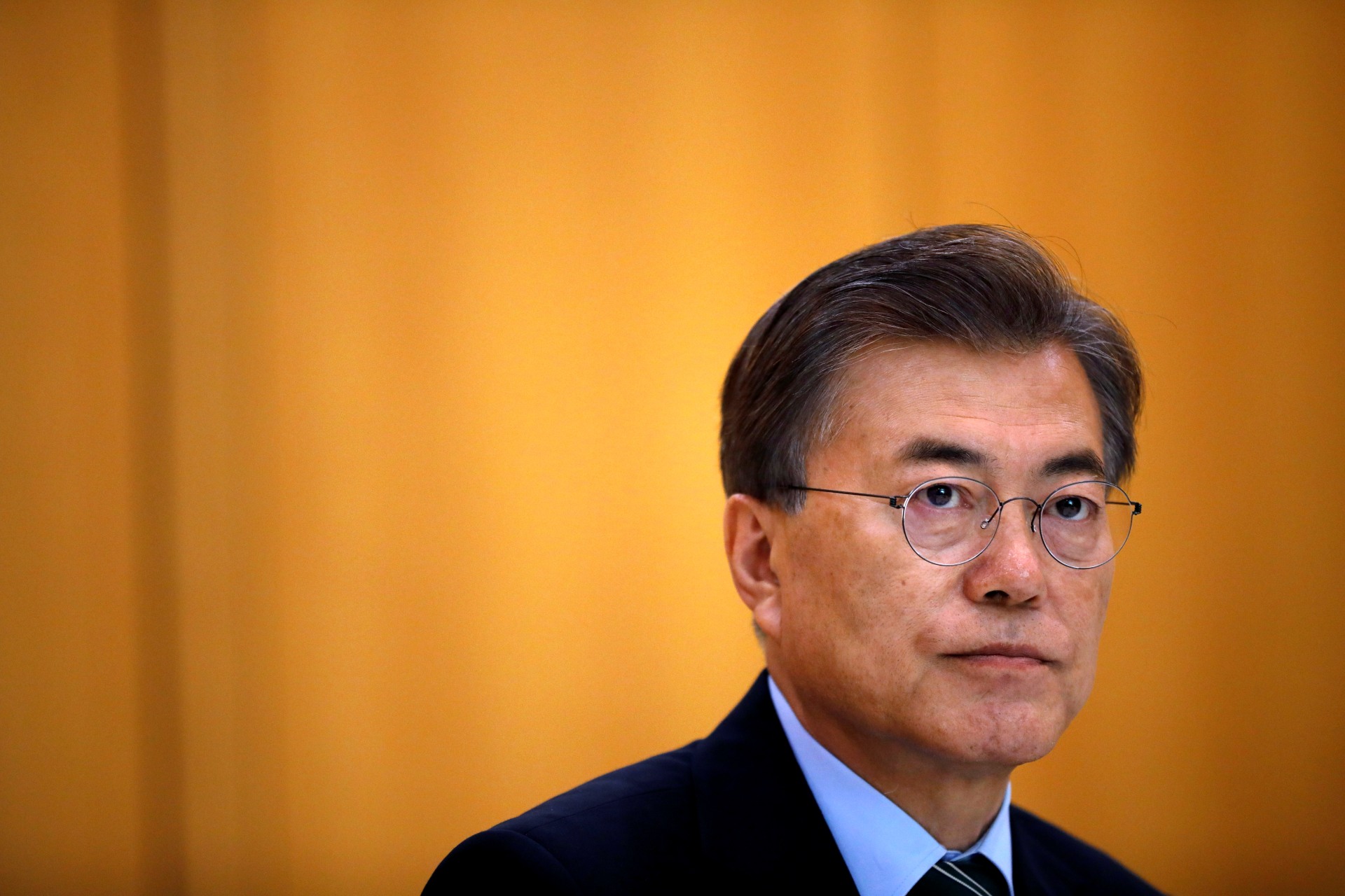 <p>South Korean President Moon Jae-in attends an interview with Reuters at the Presidential Blue House in Seoul, South Korea.</p>