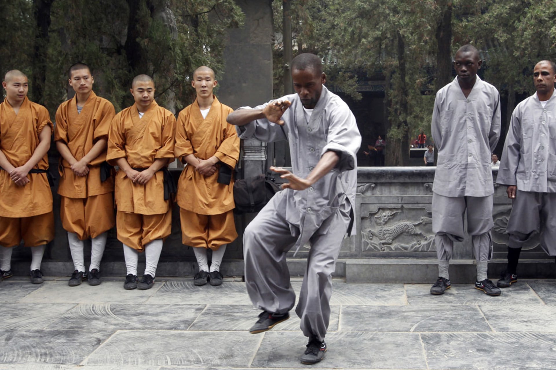 <p>An African student practices Shaolin martial arts in Henan Province.</p>

