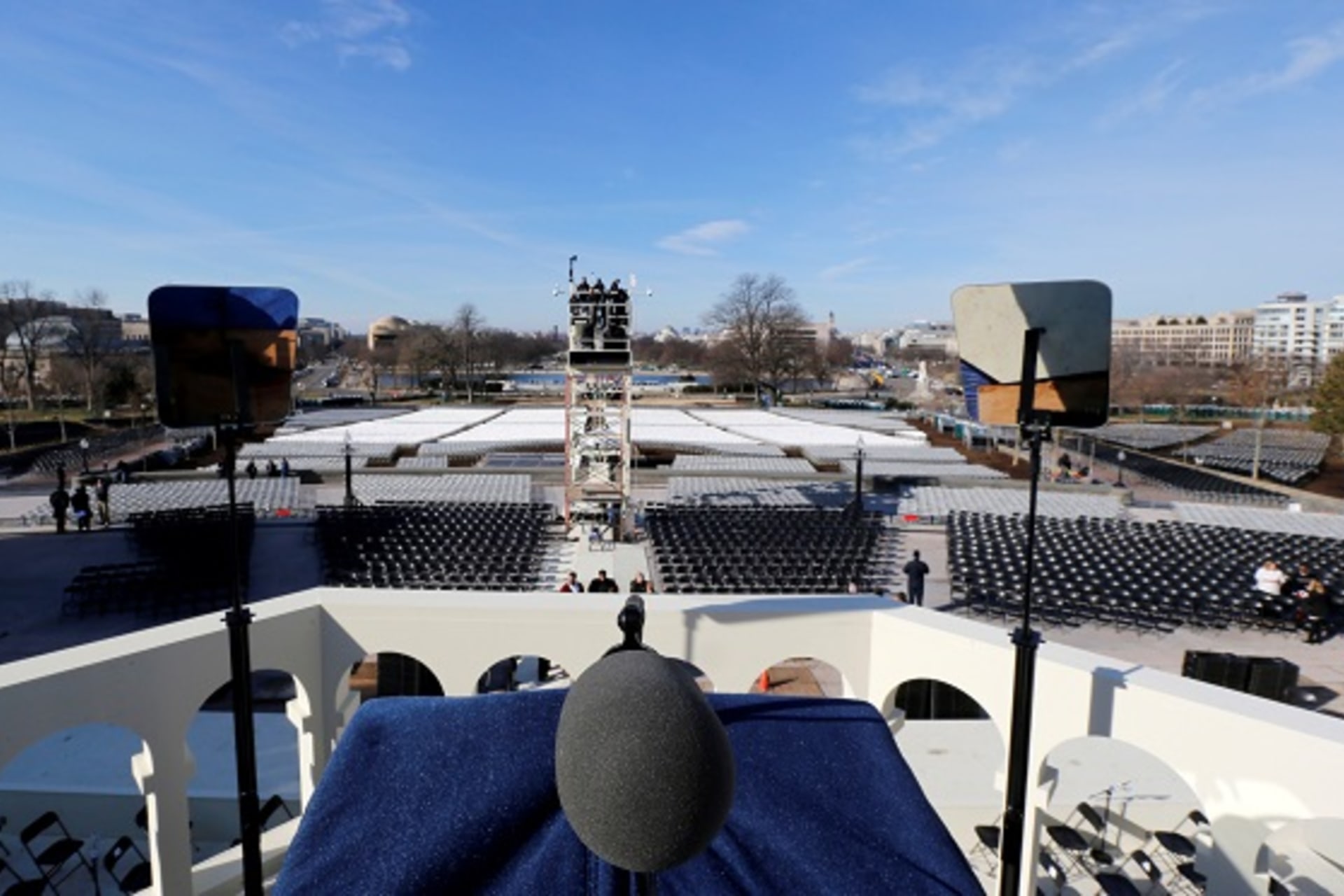 President-elect Trump's view from his podium is seen during a dress rehearsal on the West Front of the U.S. Capitol in Washington