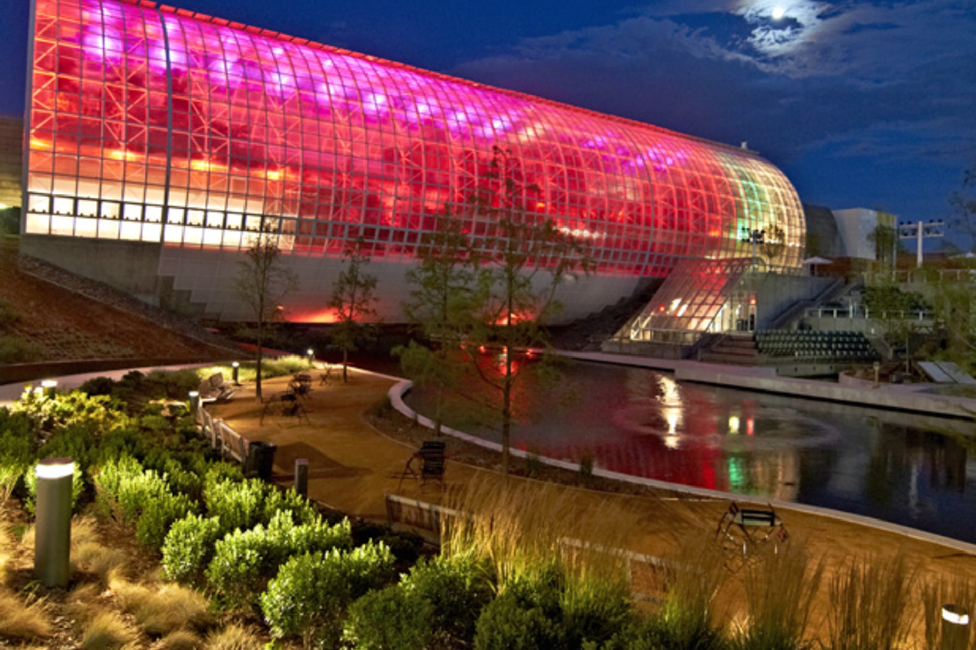 <p>The showpiece of the Myriad Botanical Gardens in Oklahoma City is the Crystal Bridge, a tropical conservatory, home to exotic plants from around the world (Courtesy OKC Newsroom).</p>