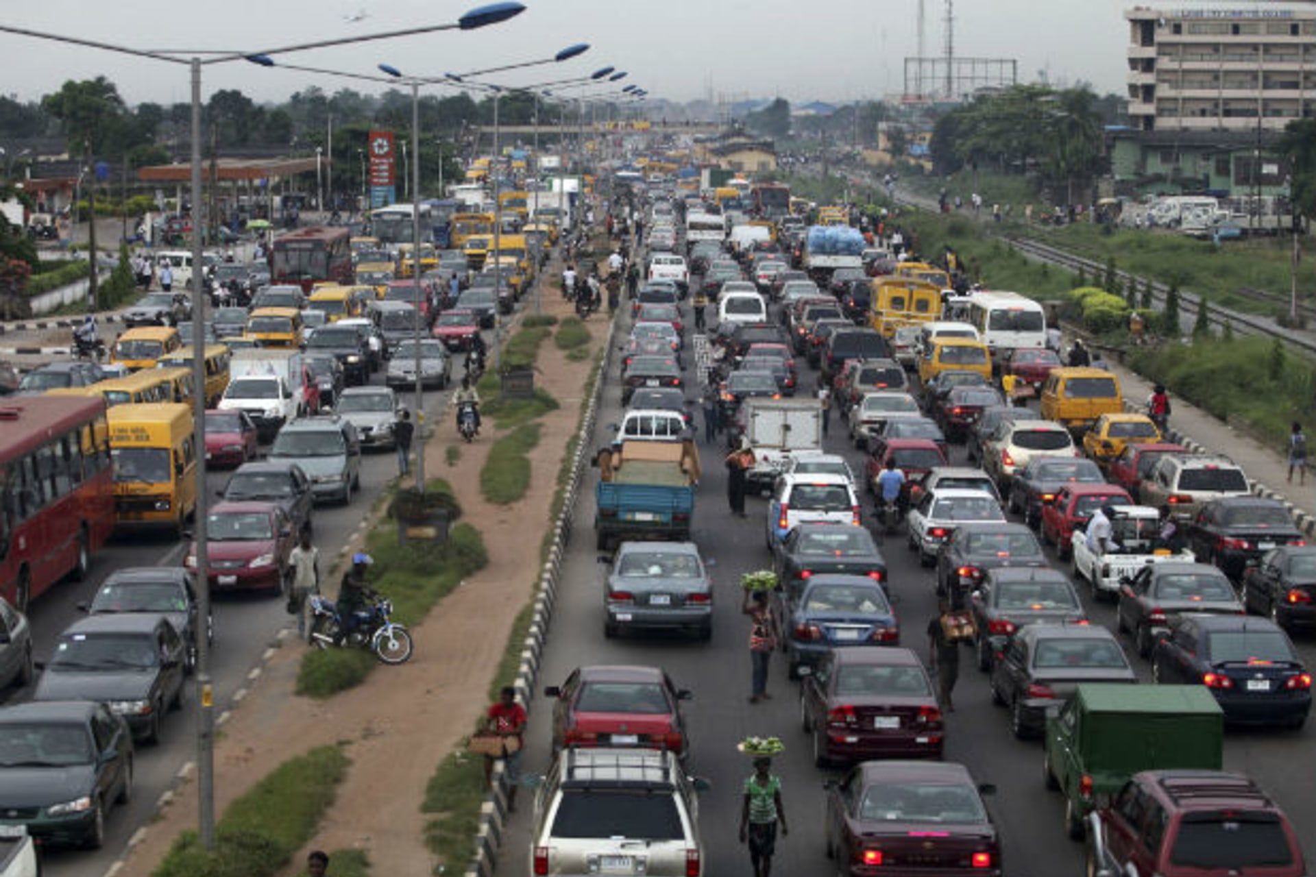 <p>Heavy traffic is seen on the Lagos-Abeokuta expressway in Nigeria’s commercial capital Lagos on November 11, 2010 (Akintunde Akinleye/Courtesy Reuters)</p>
