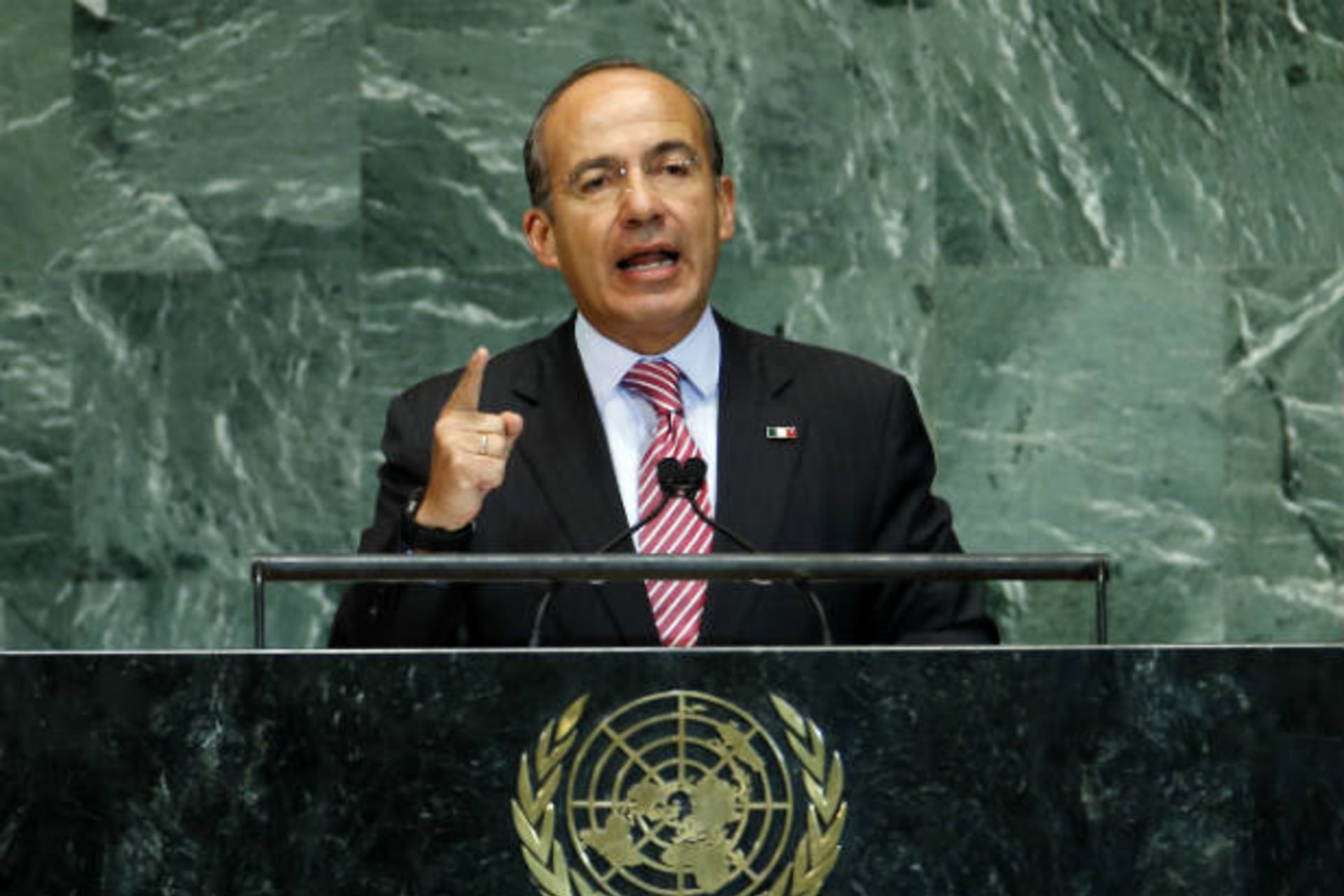<p>Mexico’s President Felipe Calderon addresses the 67th United Nations General Assembly at U.N. headquarters in New York on September 26, 2012 (Mike Segar/Courtesy Reuters).</p>
