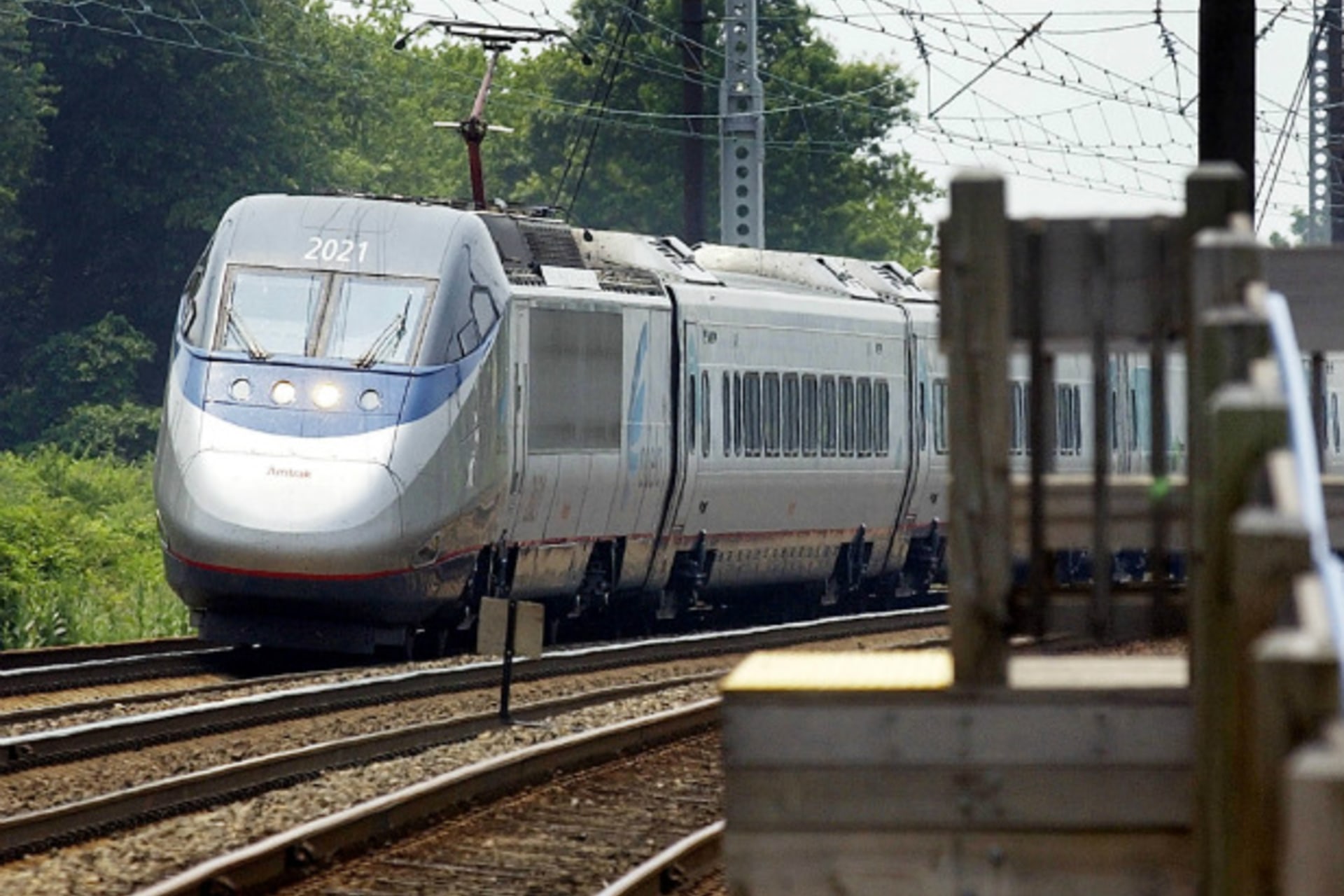 <p>A northbound Amtrak high speed Acela train rolls through the Claymont station near Wilmington, Delaware (Tim Shaffer/Courtesy Reuters).</p>