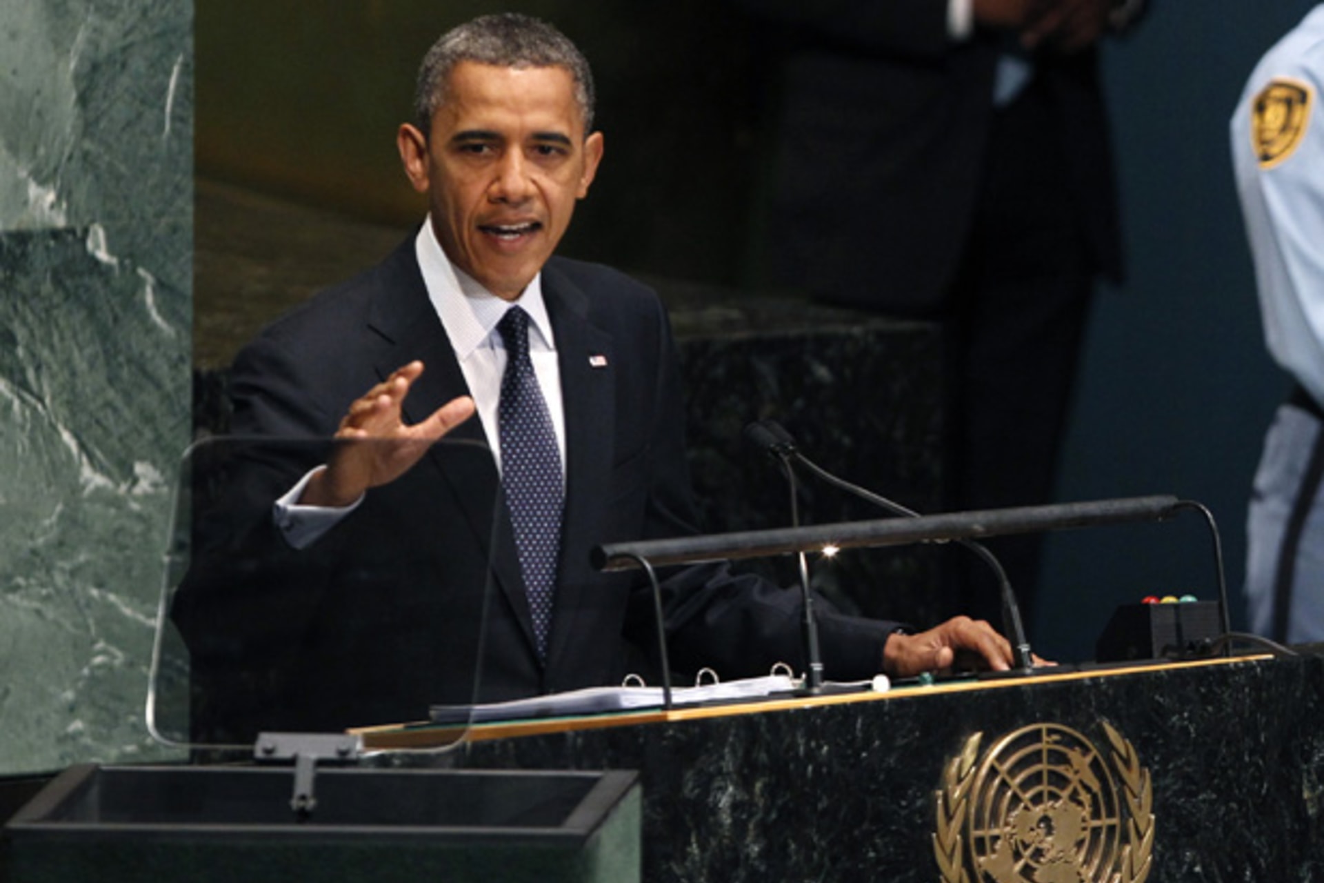 <p>President Barack Obama addresses the 67th United Nations General Assembly. (Shannon Stapleton/ courtesy Reuters)</p>
