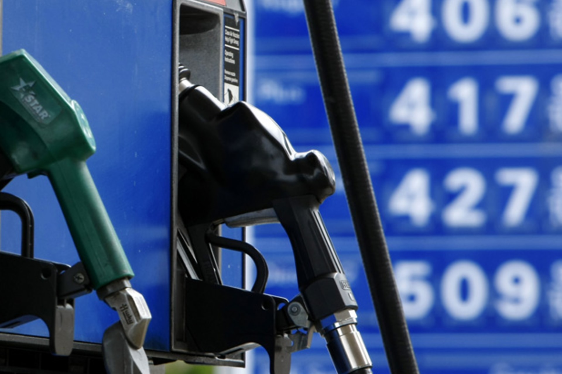 <p>Gas and diesel pumps at a gas station in Carlsbad, California (Mike Blake/Courtesy Reuters).</p>
