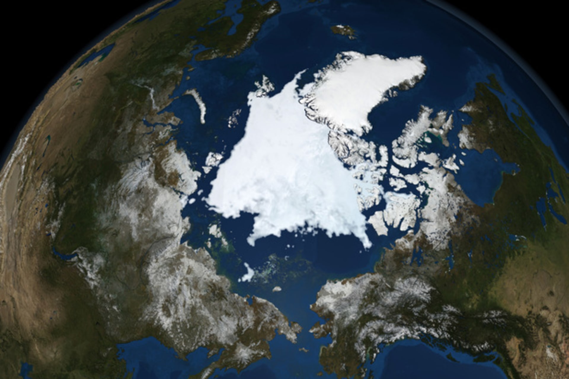 Recent NASA's Aqua satellite image of Arctic sea ice