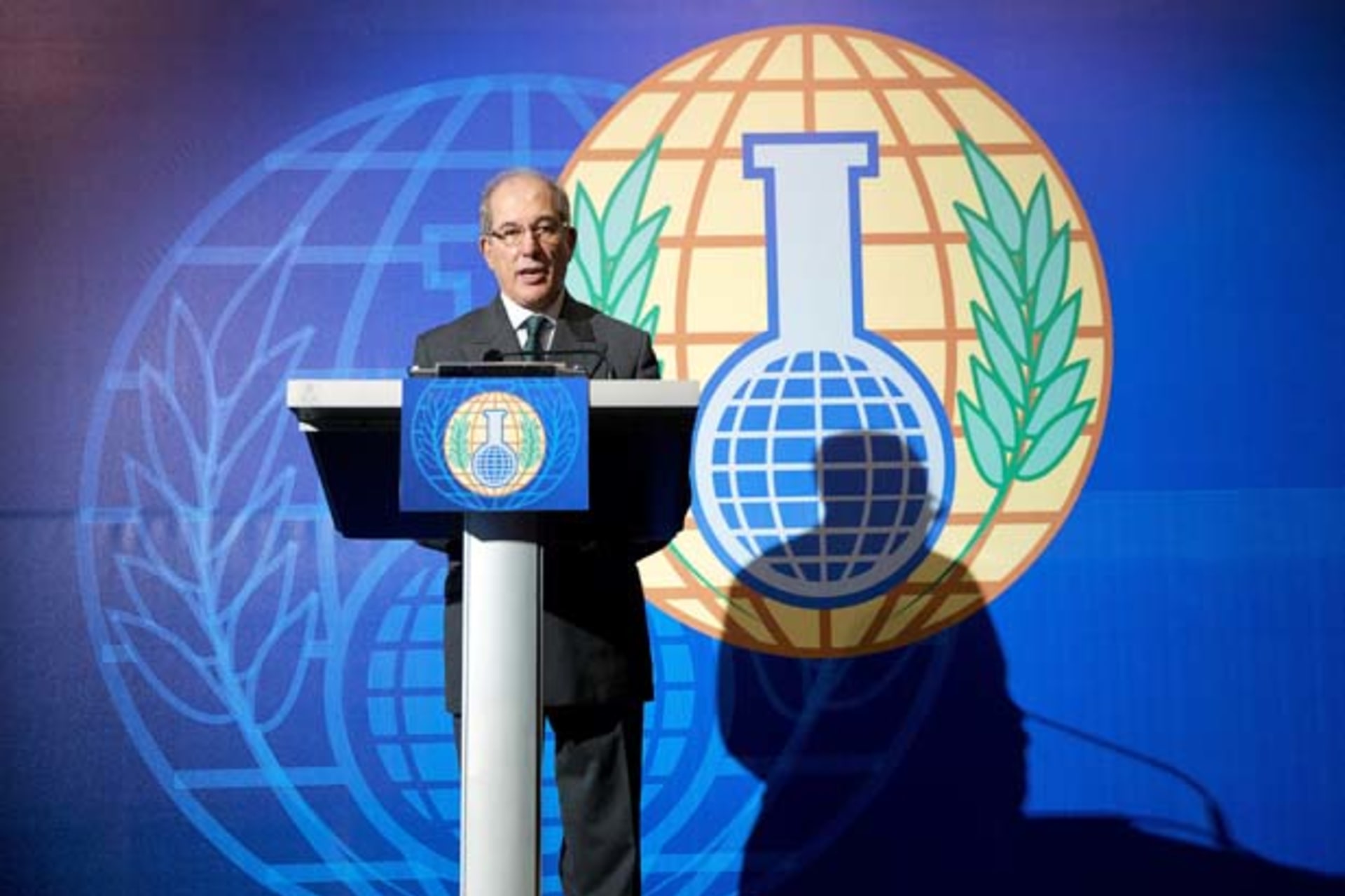 Organisation for the Prohibition of Chemical Weapons (OPCW) Director General Ahmet Uzumcu speaks during a news conference in The Hague