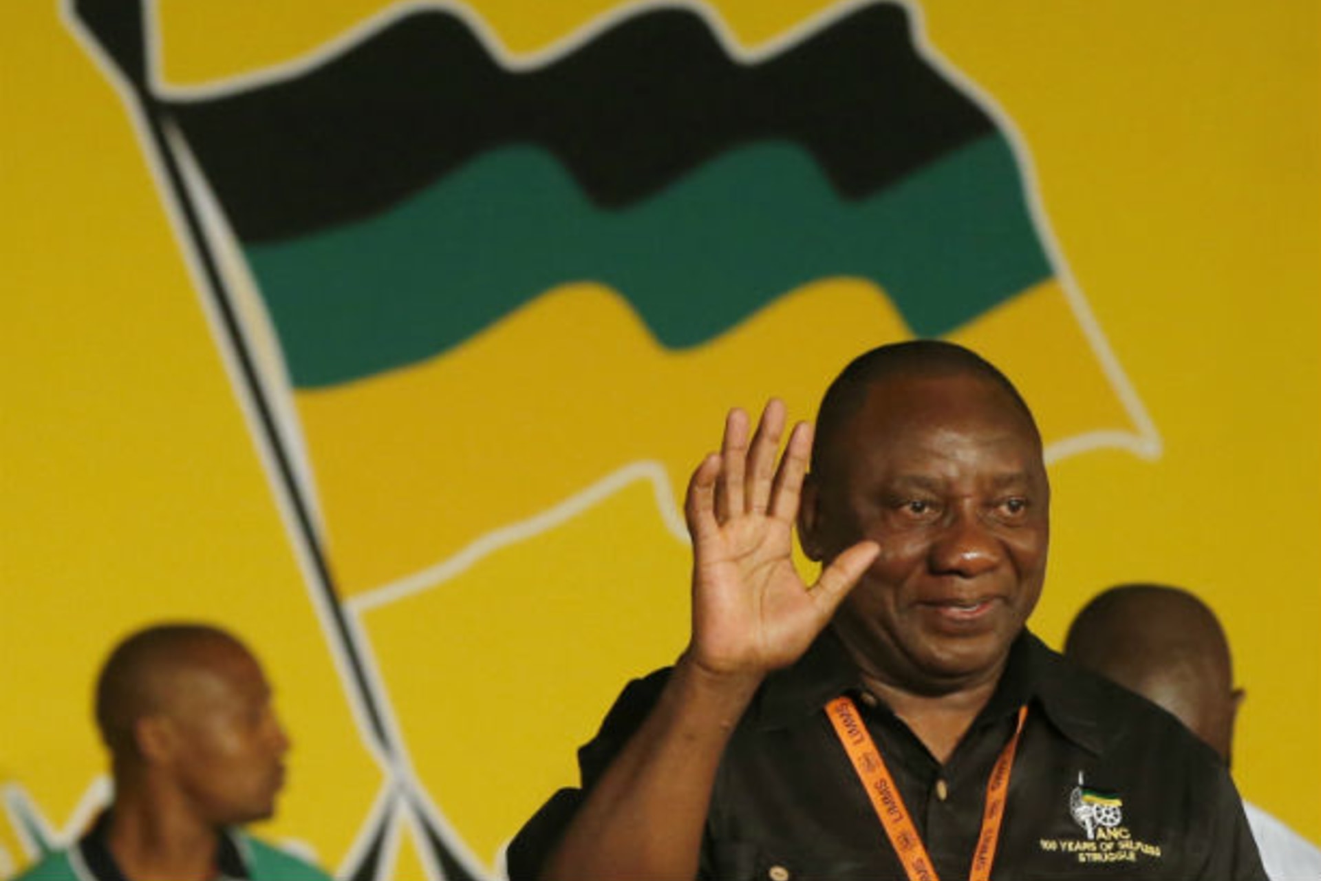 Ramaphosa celebrates his election as party Deputy President at the National Conference of the ruling African National Congress in Bloemfontein 18/12/2012.