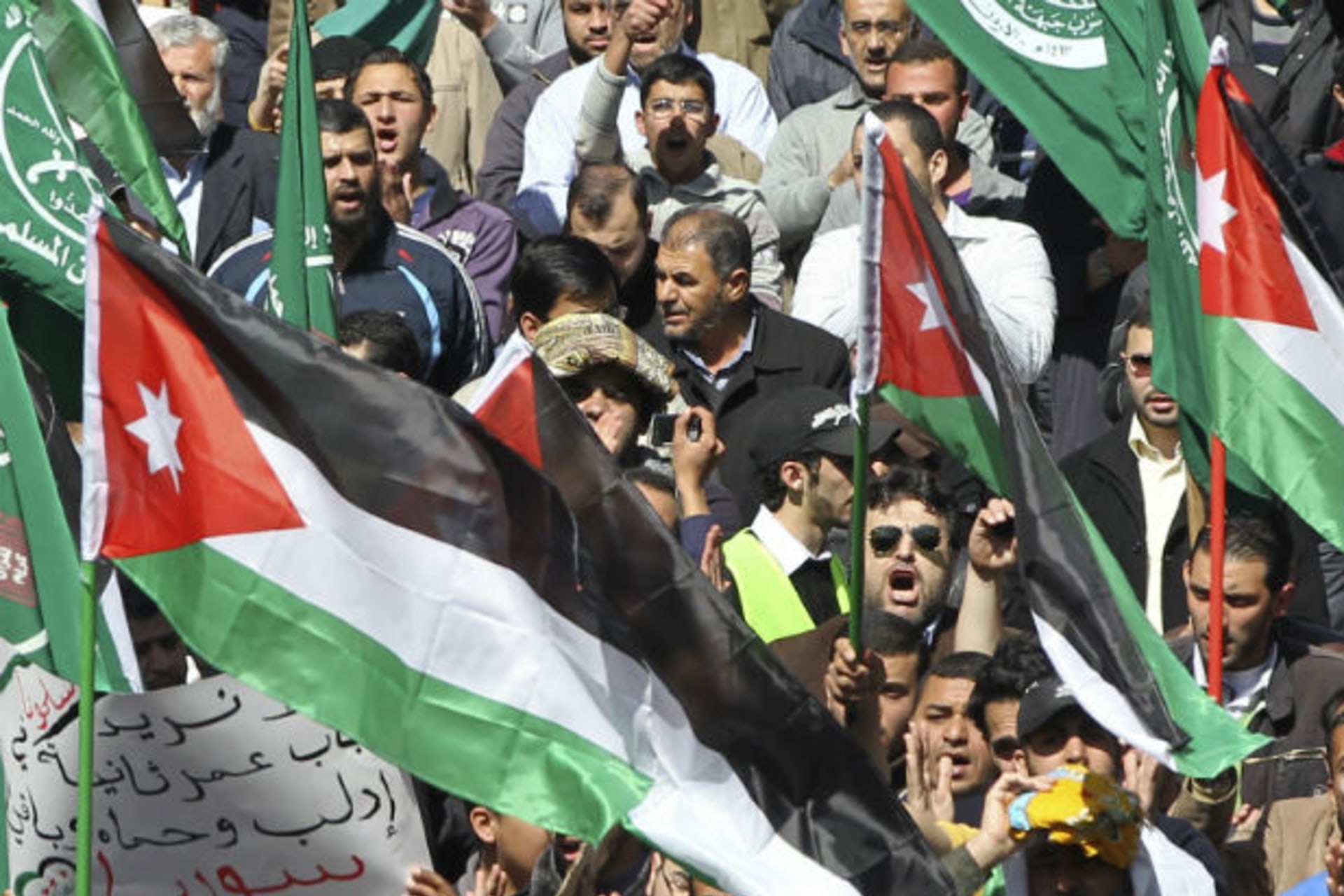 Jordanian Islamic Front Action supporters shout slogans against Syria's president Bashar al-Assad during a demonstration in Amman on March 9, 2012 (Muhammad Hamed/Courtesy Reuters).
