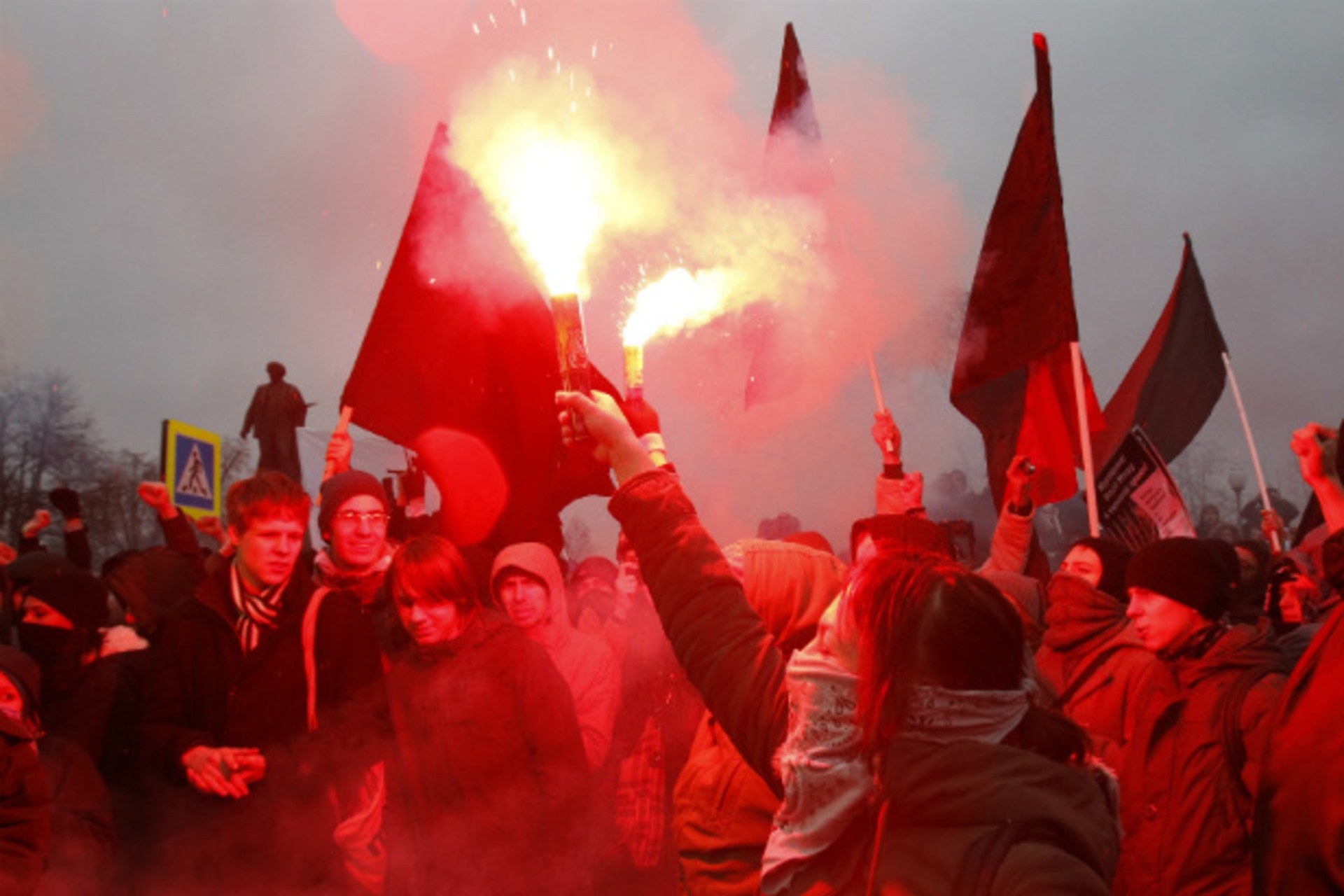 <p>Protesters at a rally in Moscow in December 2011. (Sergei Karpukhin/courtesy Reuters)</p>
