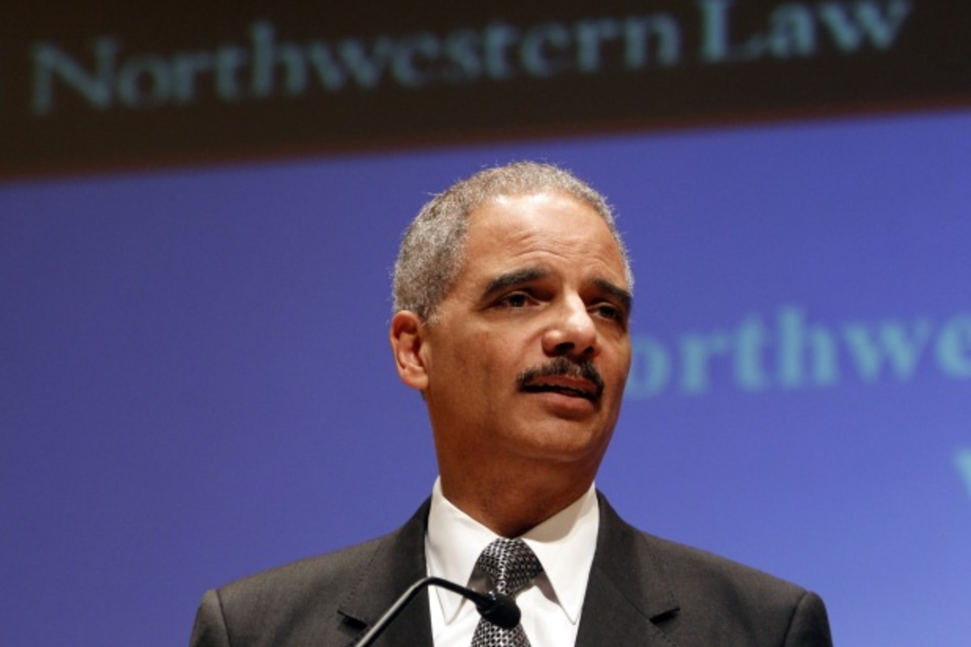 <p>U.S. attorney general Holder delivers a speech at Northwestern University School of Law in Chicago on March 5, 2012 (Jeff Haynes/Courtesy Reuters).</p>
