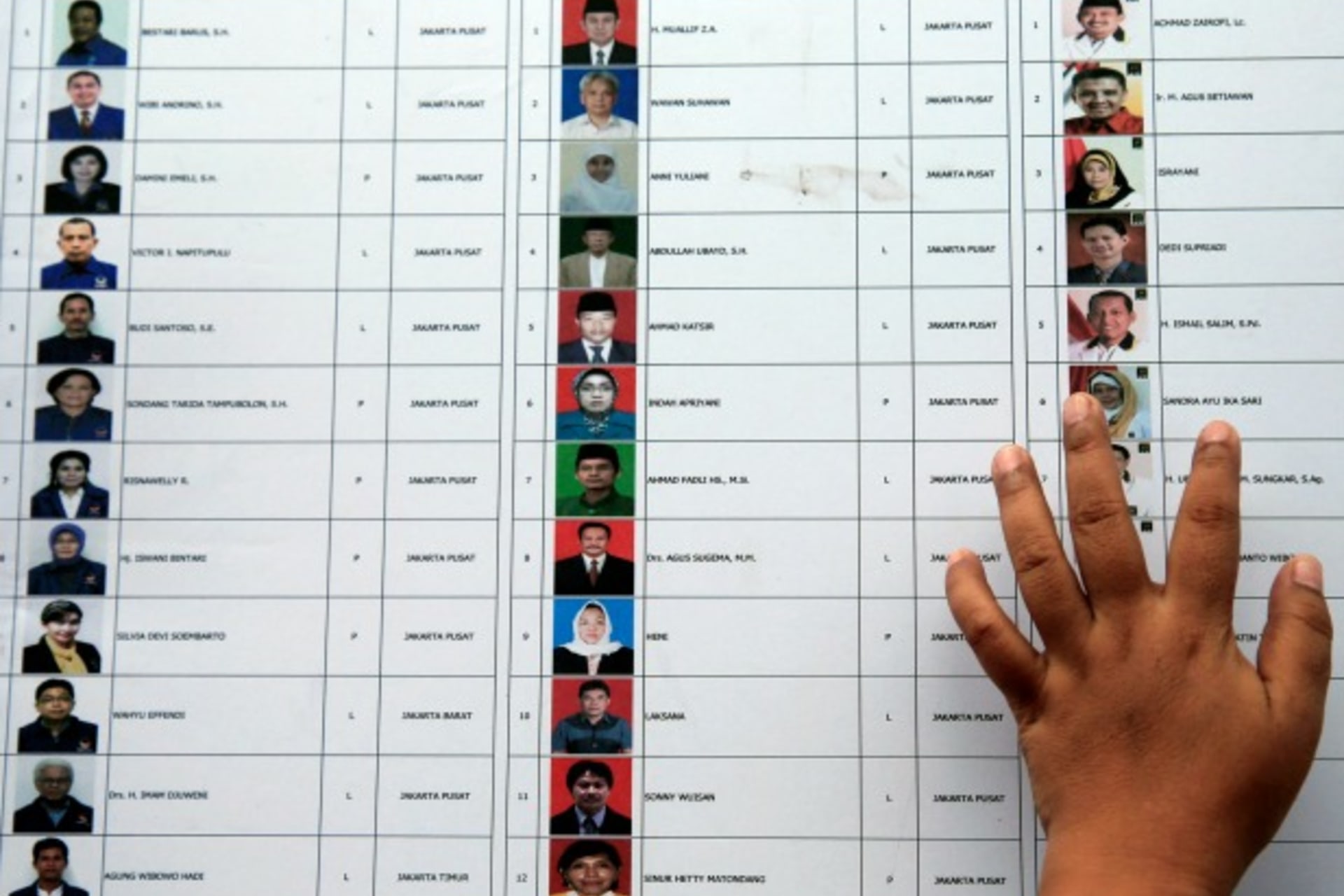 <p>A woman places a hand on a list of candidates for members of parliament at a polling station during voting for parliamentary e…boosting the chances of its popular candidate in a presidential election three months from now (Beawiharta/Courtesy: Reuters).</p>
