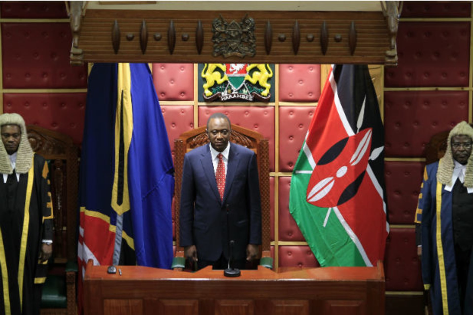 Kenya's President Uhuru Kenyatta attends the opening of the 11th Parliament in the capital Nairobi April 16, 2013.
