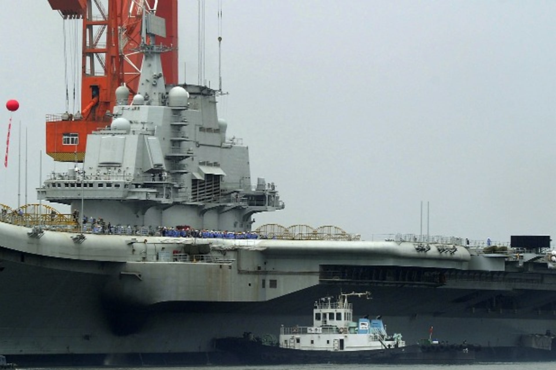 <p>The Liaoning, China’s first aircraft carrier, seen following its maiden sea trial at Dalian Port, Liaoning province, on August 15, 2011.</p>
