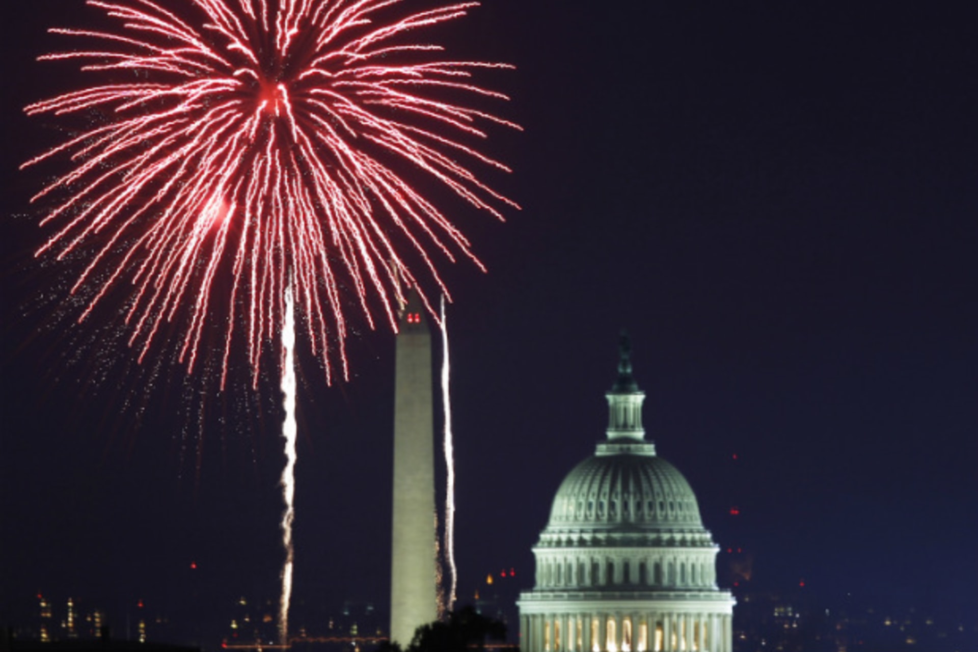 Fireworks light up the sky above the U.S. Capitol and Washington Monument during last year's Fourth of July celebrations. (Hyungwon Kang/courtesy Reuters)