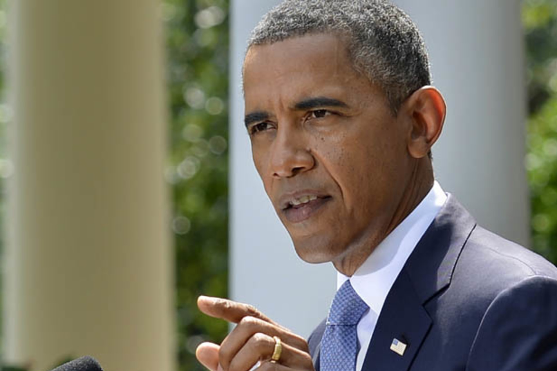 <p>President Barack Obama makes remarks on the situation in Syria at the Rose Garden of the White House (Mike Theiler/Courtesy Reuters).</p>